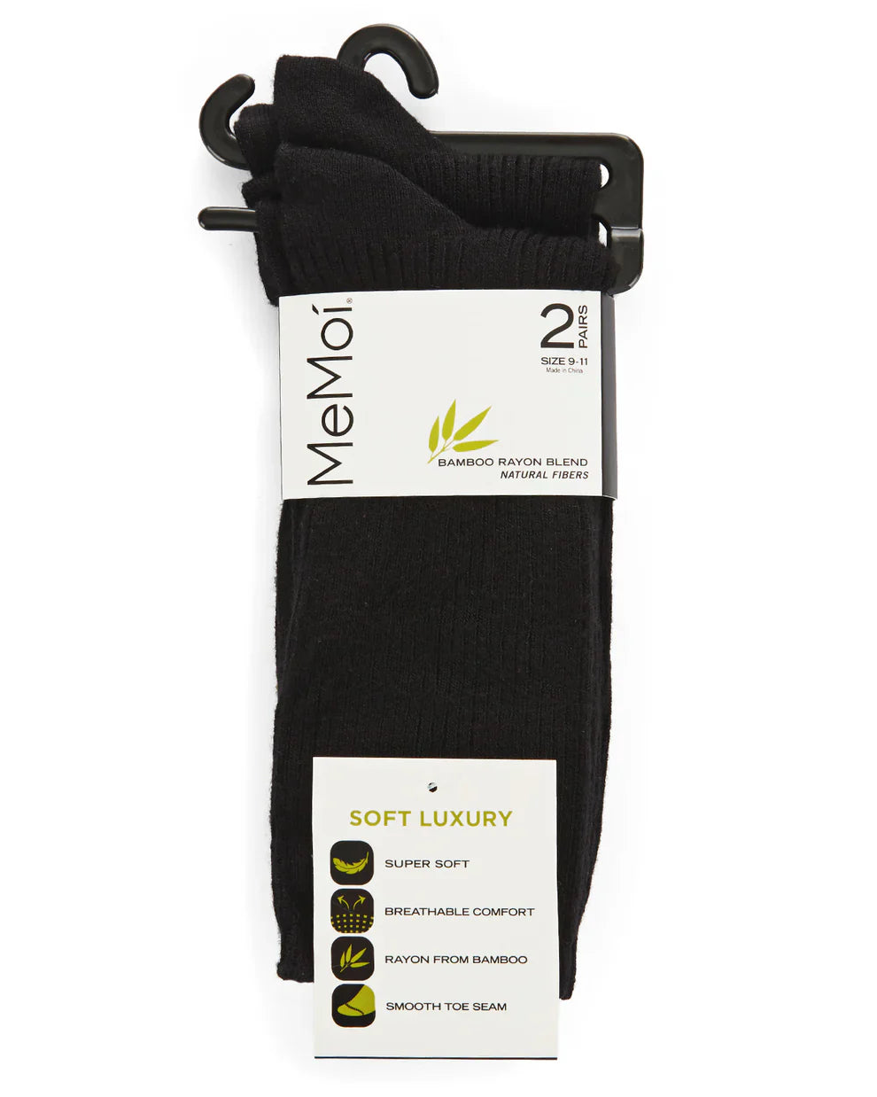 2pp bamboo ribbed crew socks