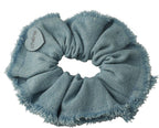 pony scrunchie denim fringe heart