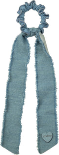 pony denim fringe heart ties