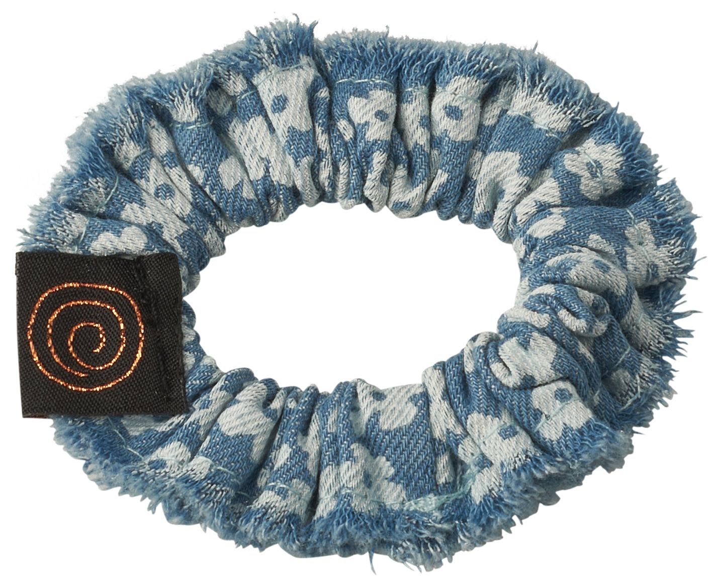 pony scrunchie denim print