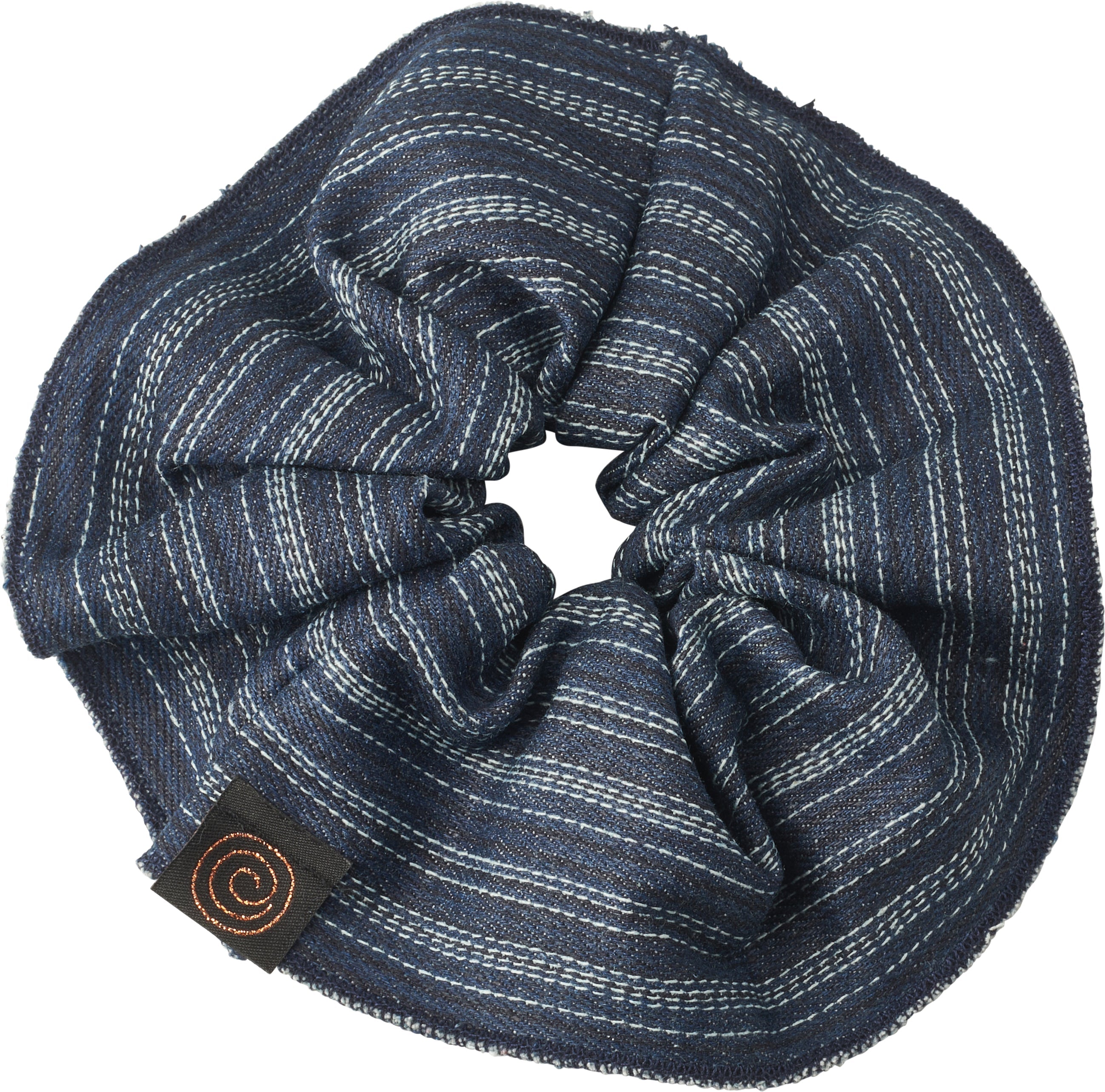 pony scrunchie denim print