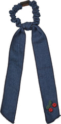 pony scrunchie denim cherry ties