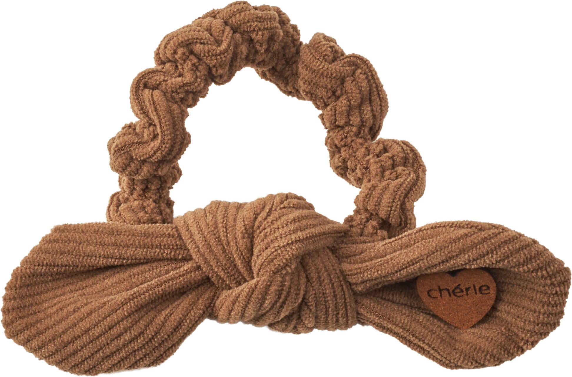 pony scrunchie corduroy heart bow