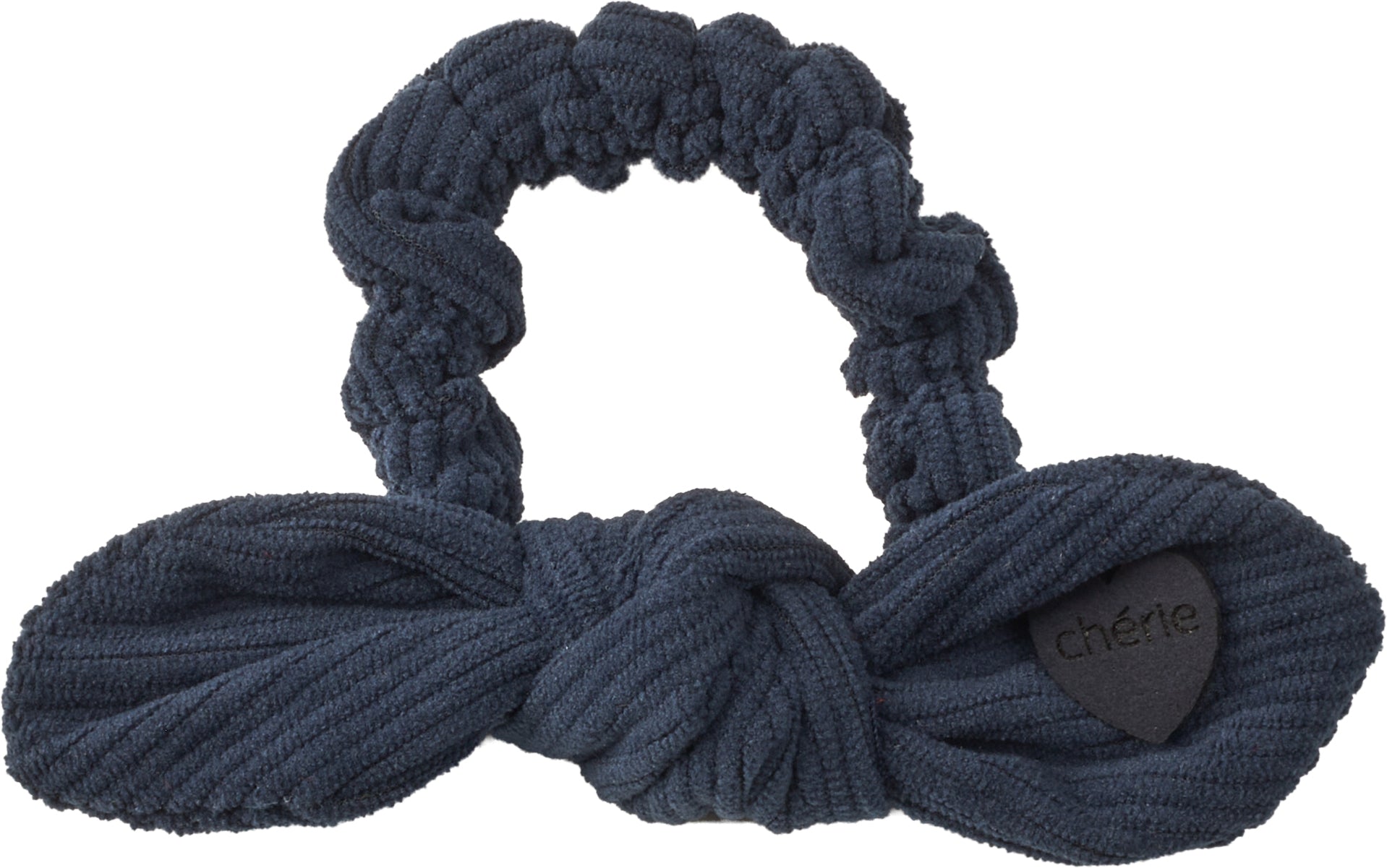 pony scrunchie corduroy heart bow