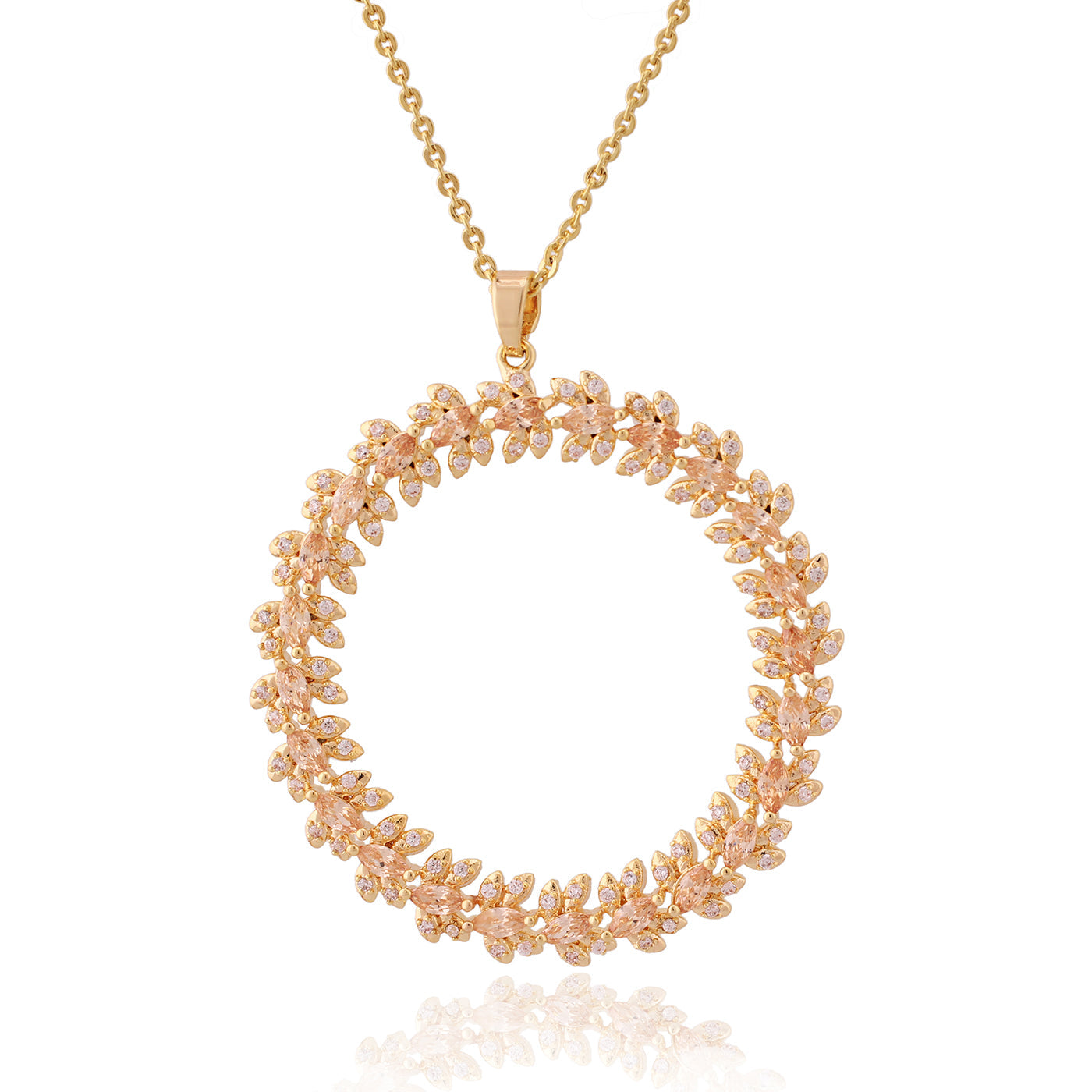necklace hollow round leaves