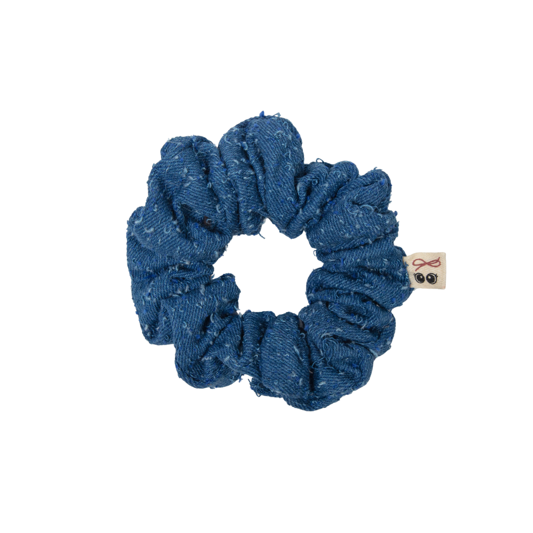 pony scrunchie fray denim