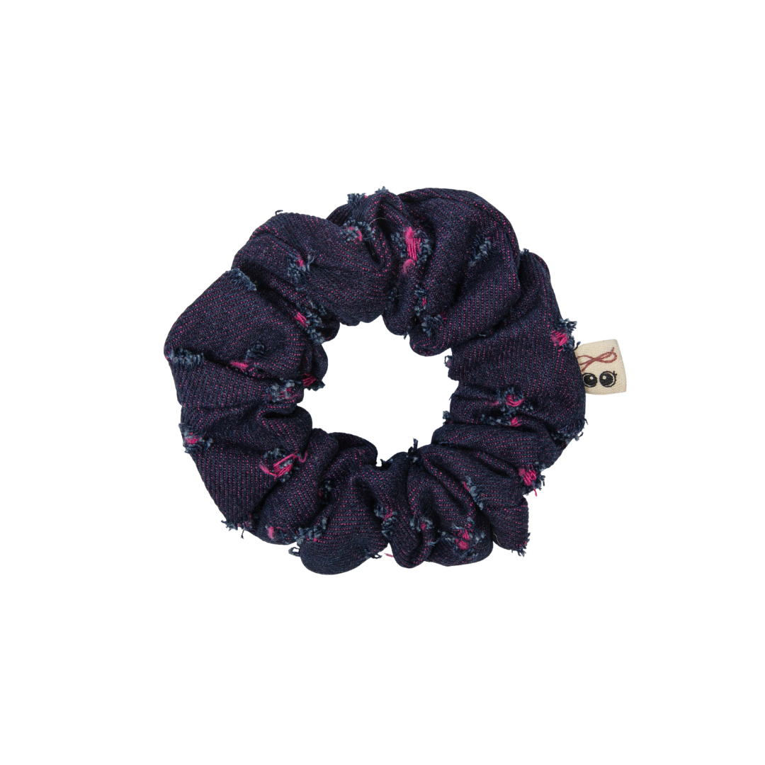 pony scrunchie fray denim