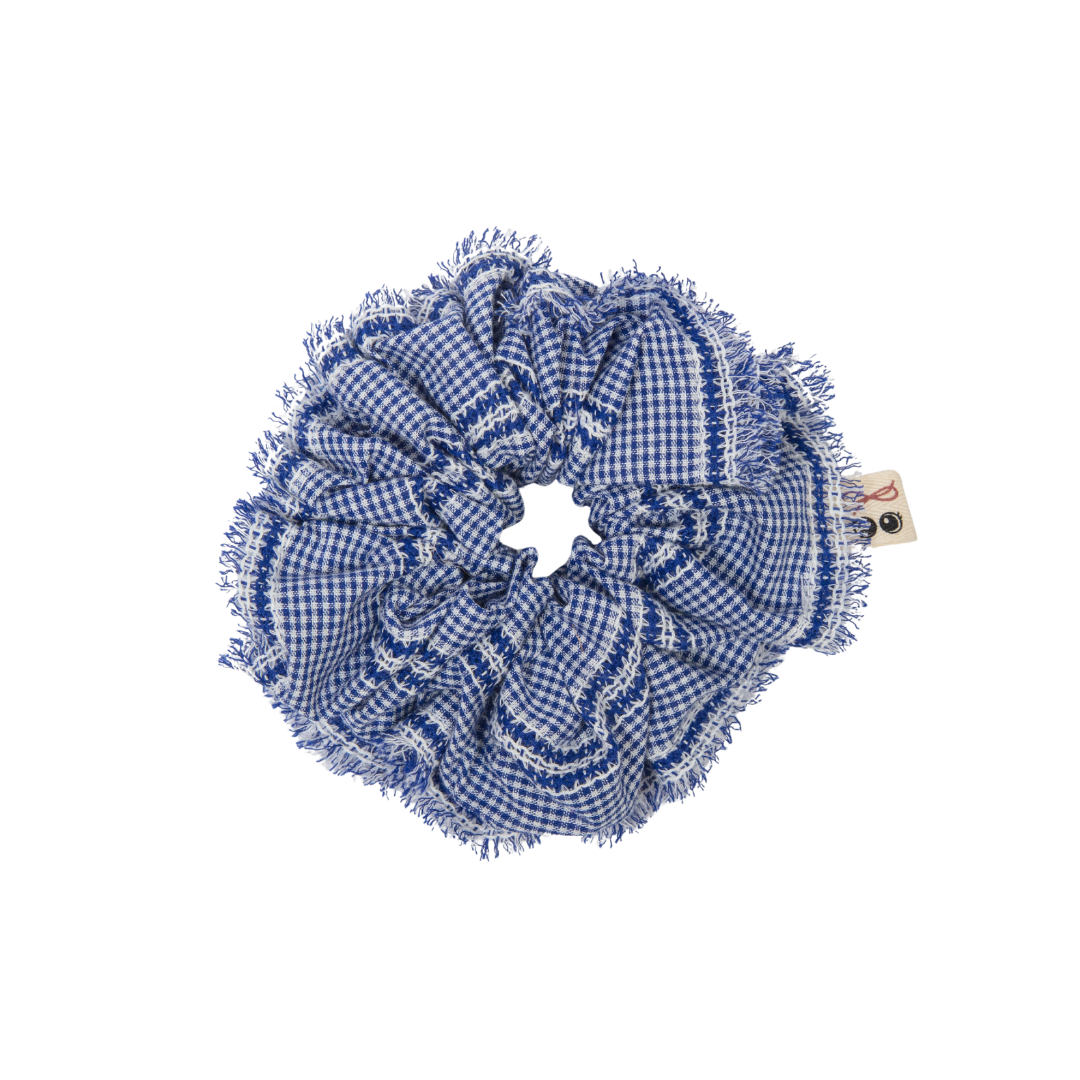 pony scrunchie pin stripe and gingham with edge