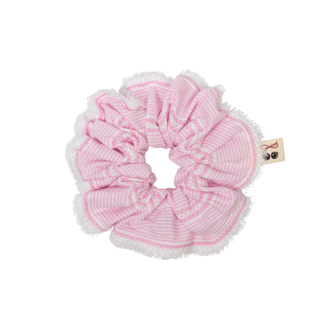 pony scrunchie pin stripe and gingham with edge
