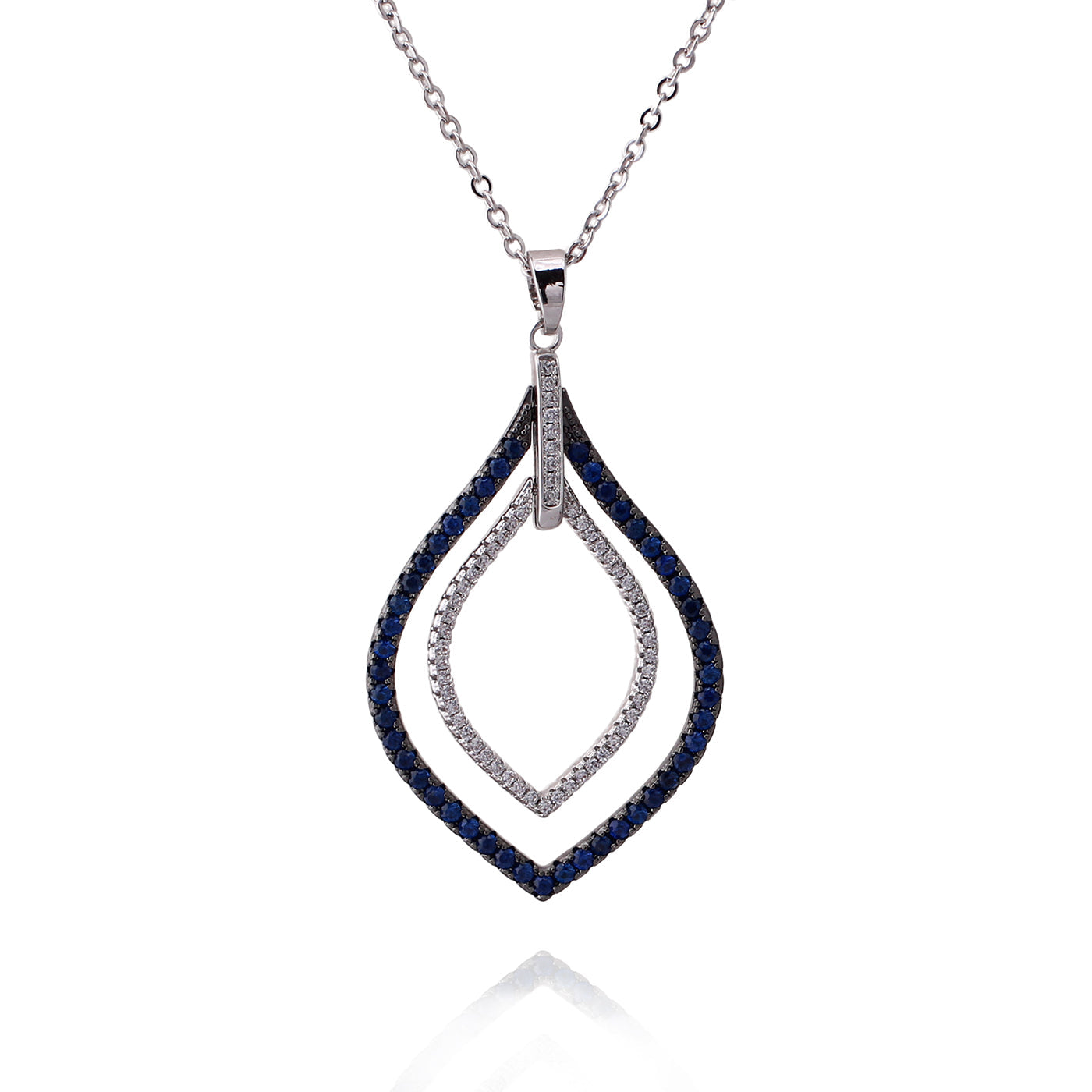 necklace angled two tone teardrop