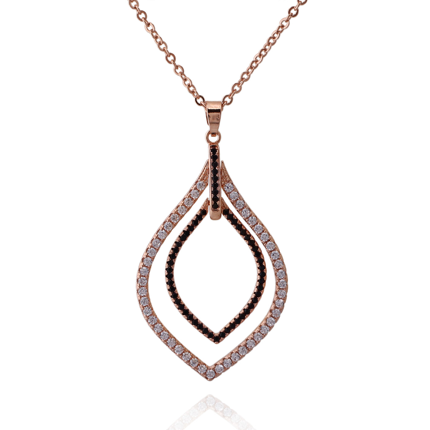 necklace angled two tone teardrop