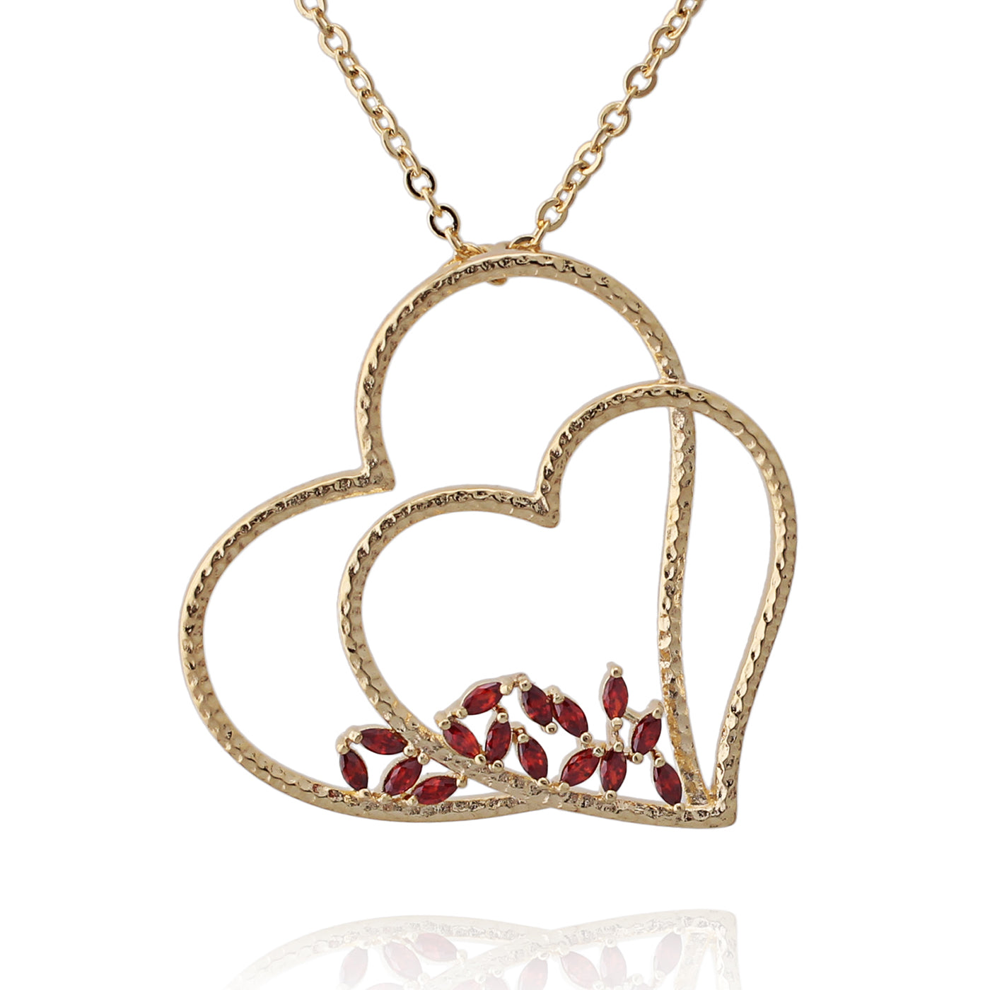 necklace hammered double heart