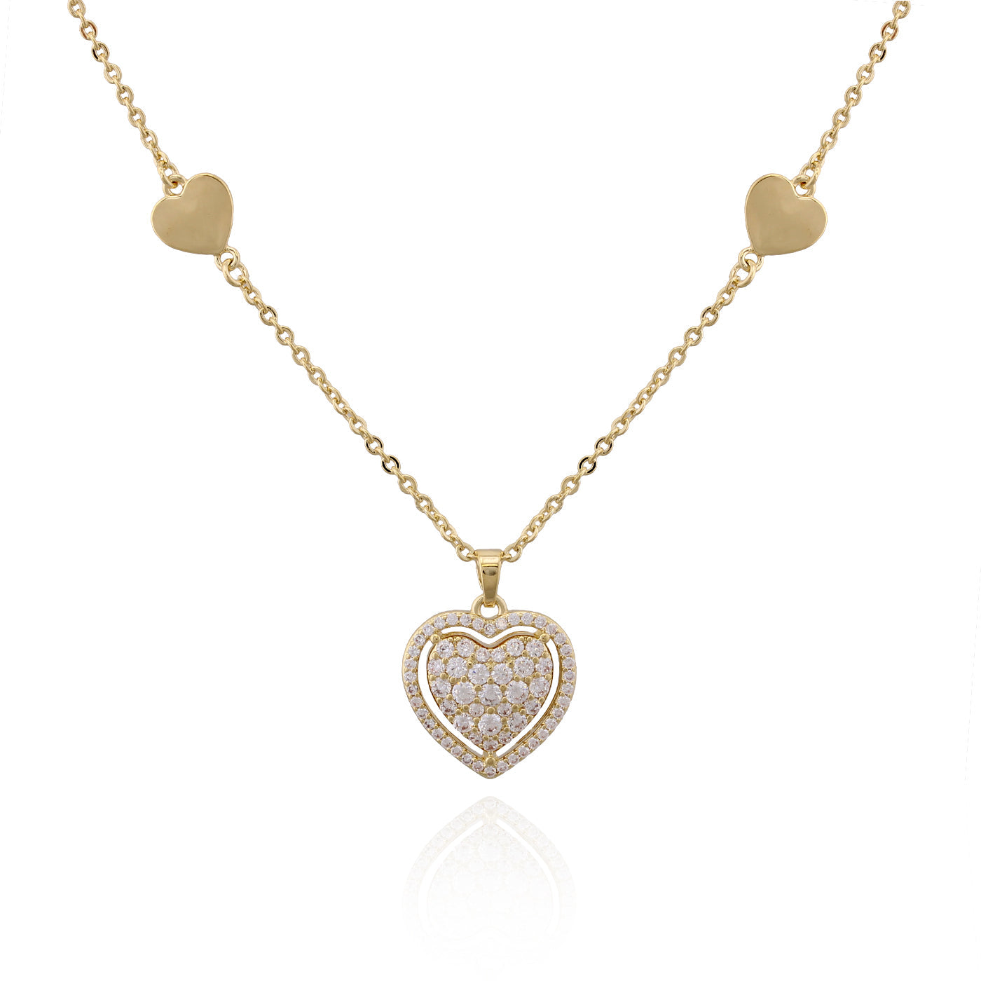 necklace pendant puffed cz heart