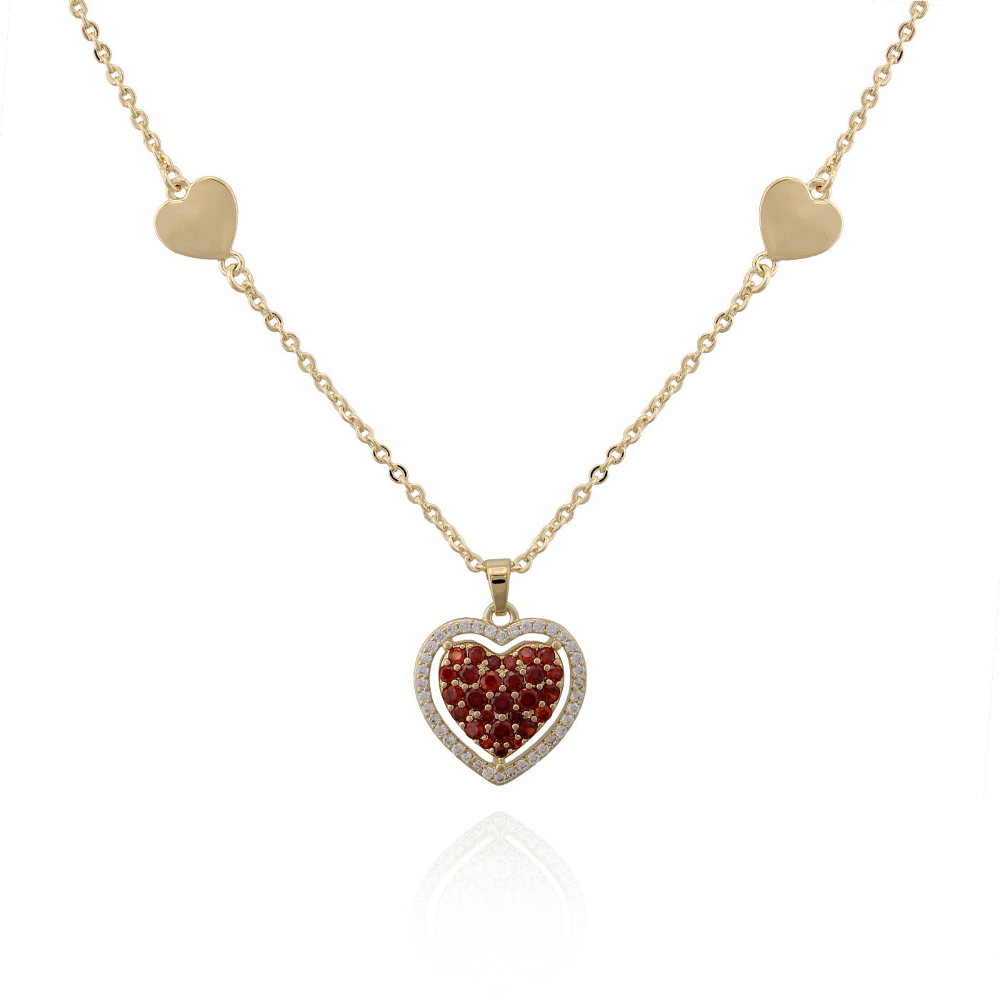 necklace pendant puffed cz heart