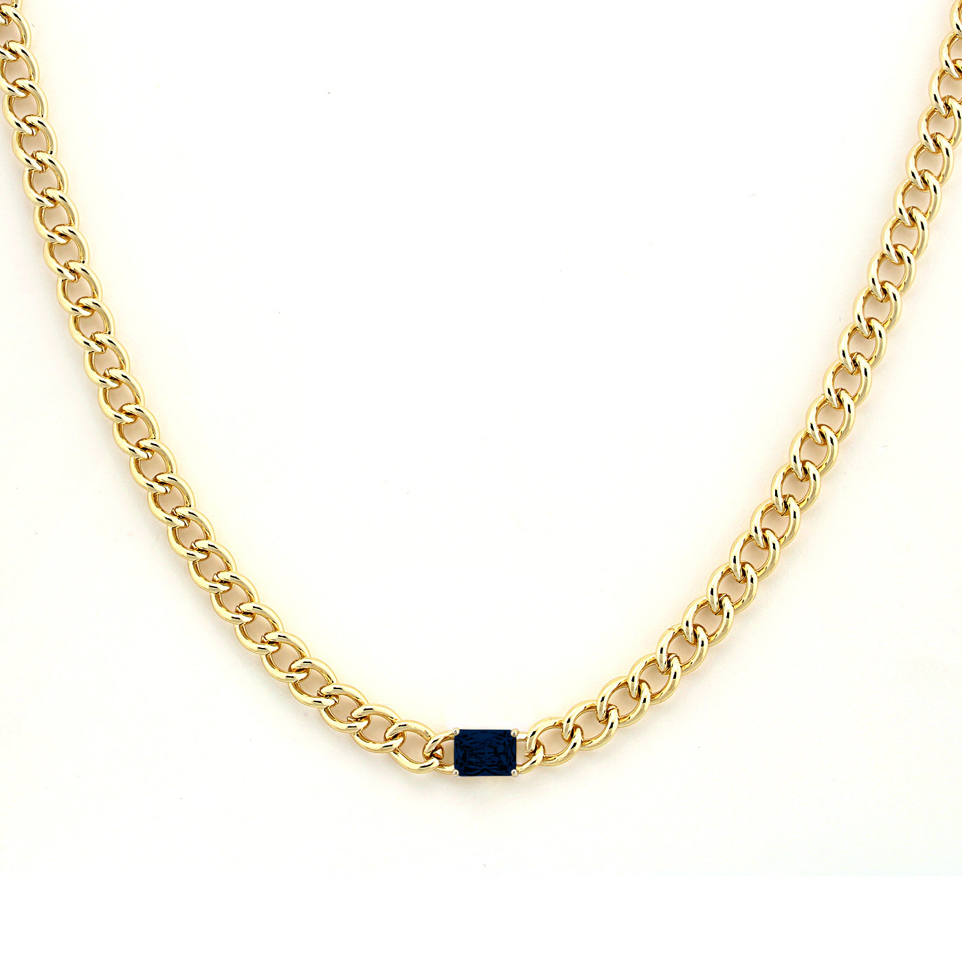 necklace curb chain w rectangle stone