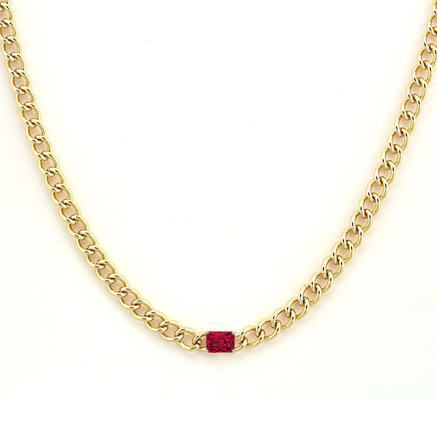 necklace curb chain w rectangle stone