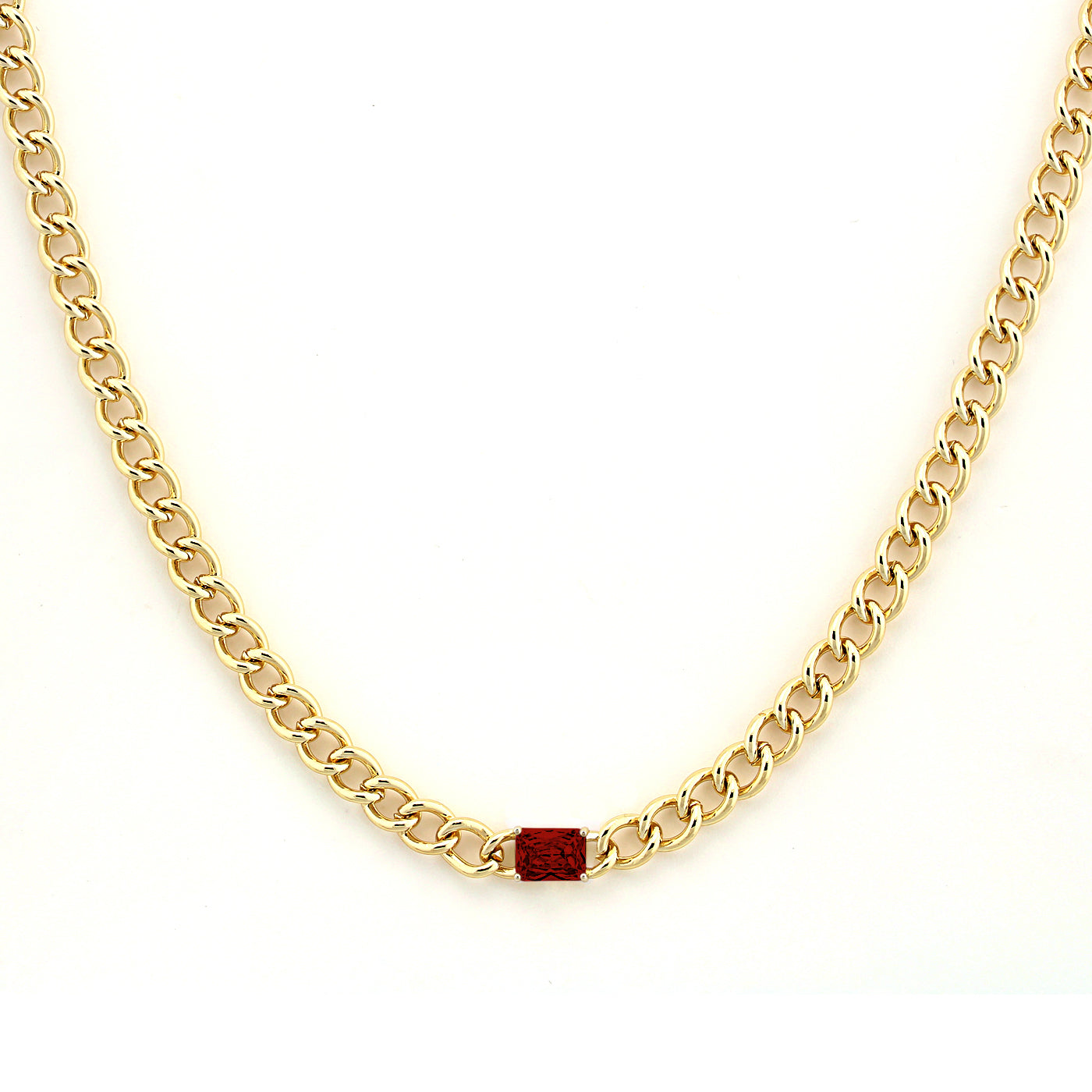 necklace curb chain w rectangle stone