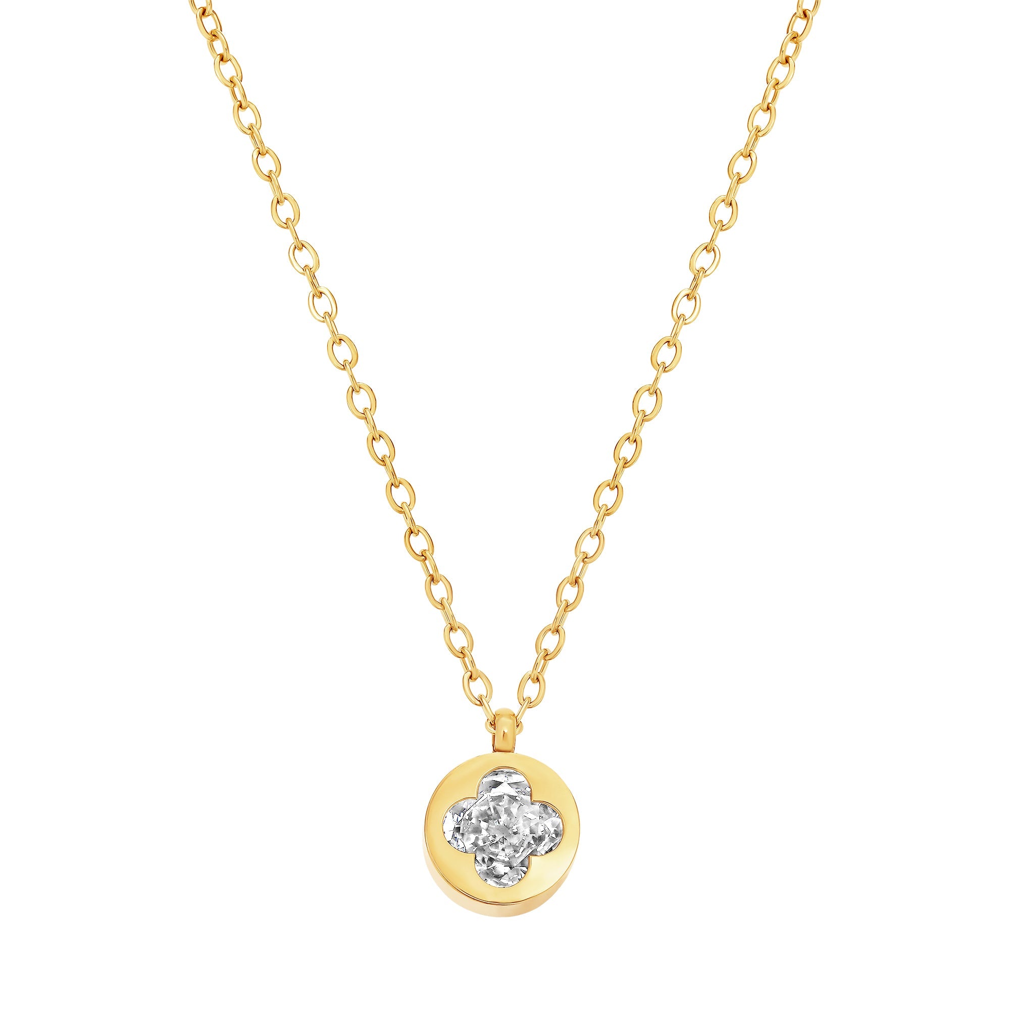 necklace cut out clover stone