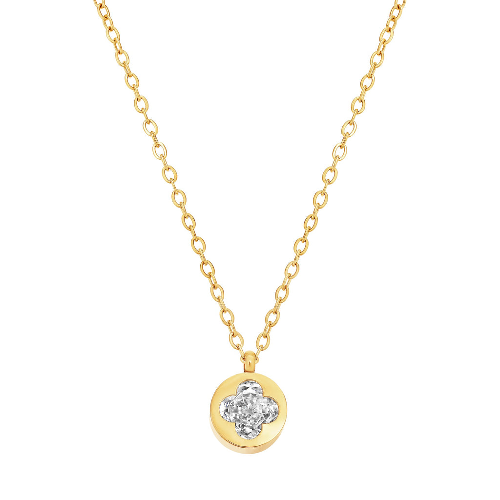 necklace cut out clover stone