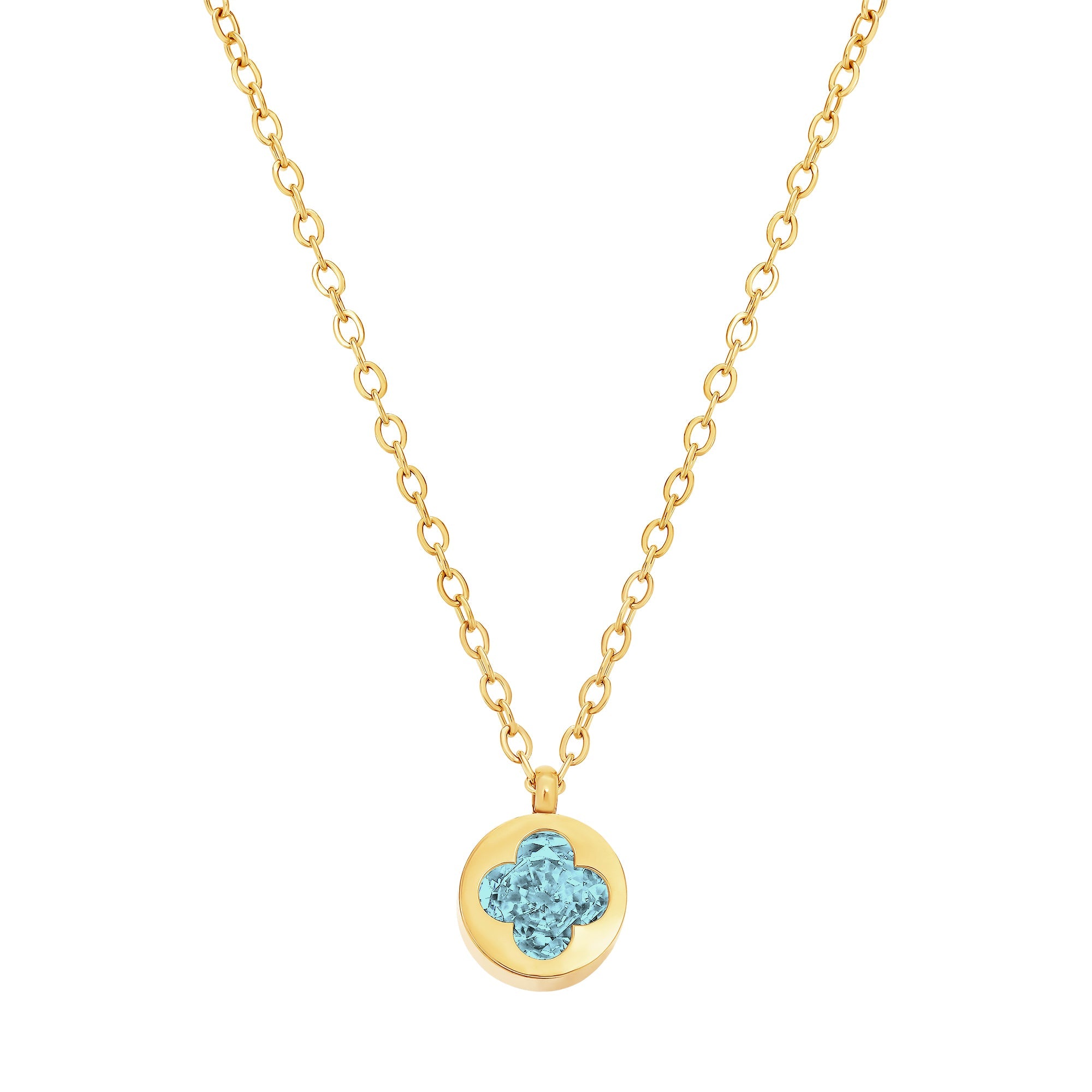necklace cut out clover stone