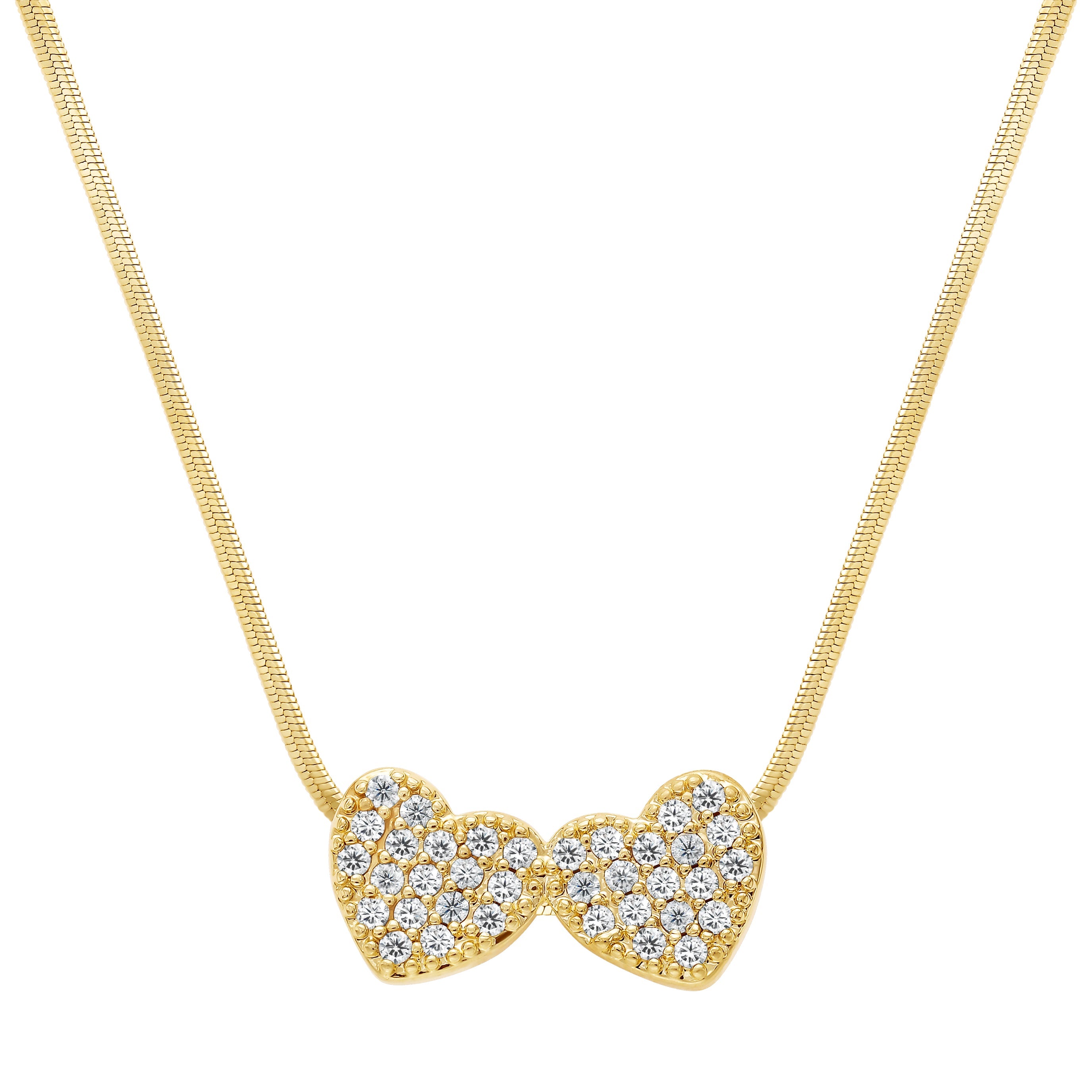 necklace paved heart on snake chain