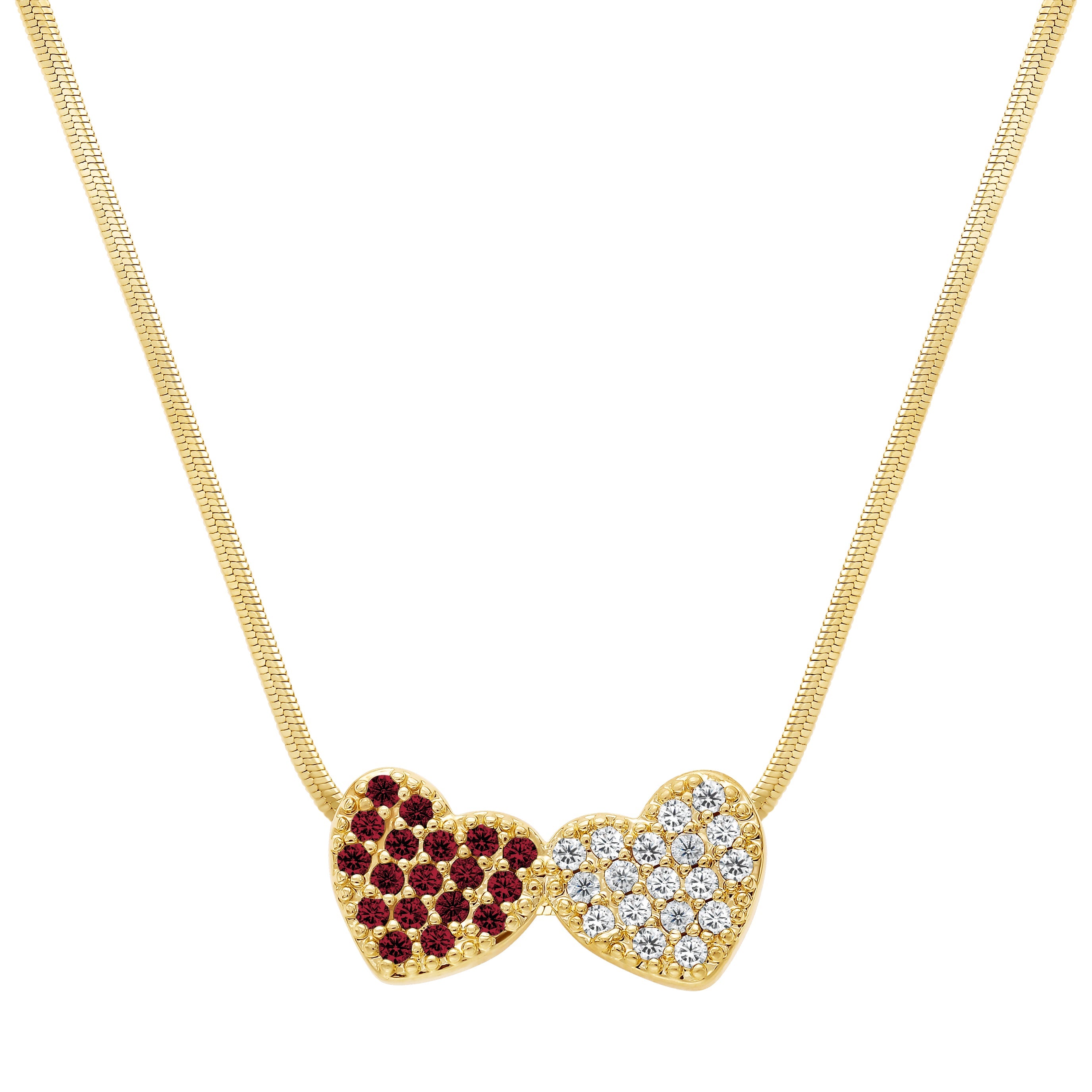 necklace paved heart on snake chain