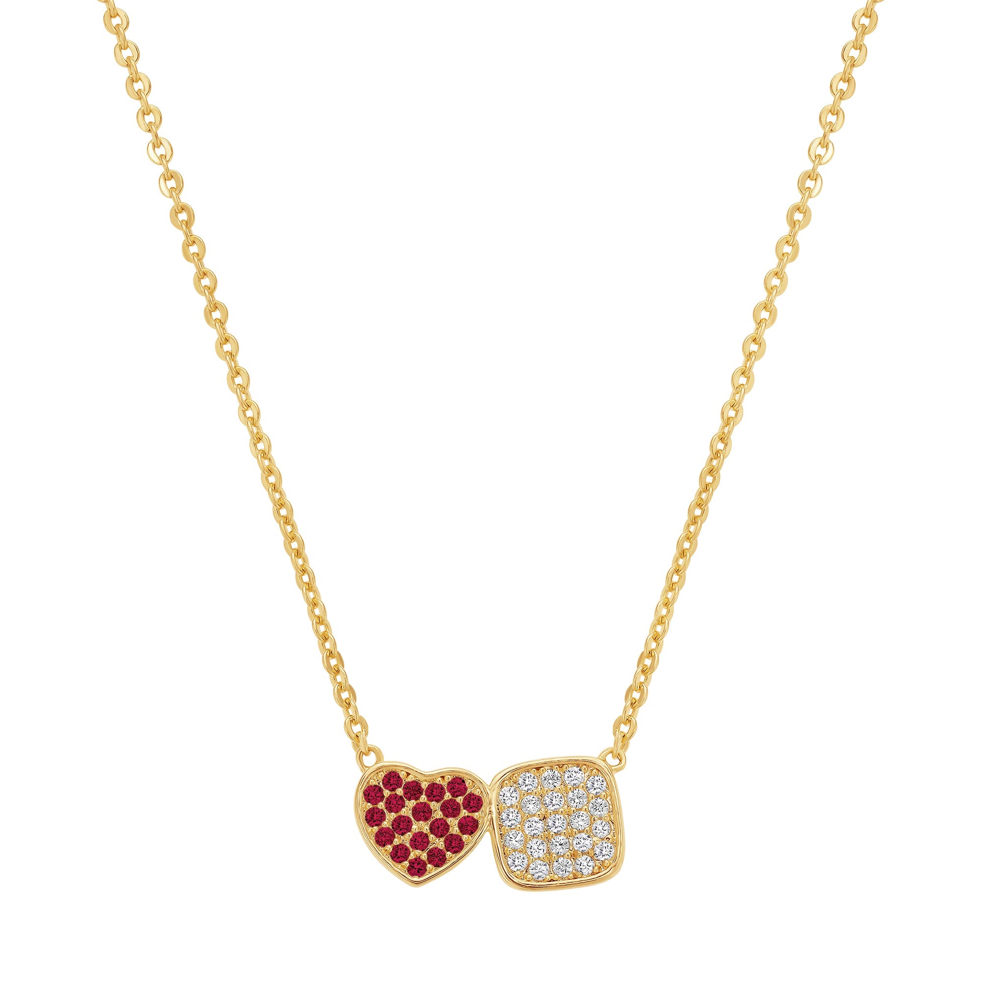 necklace heart and square duet