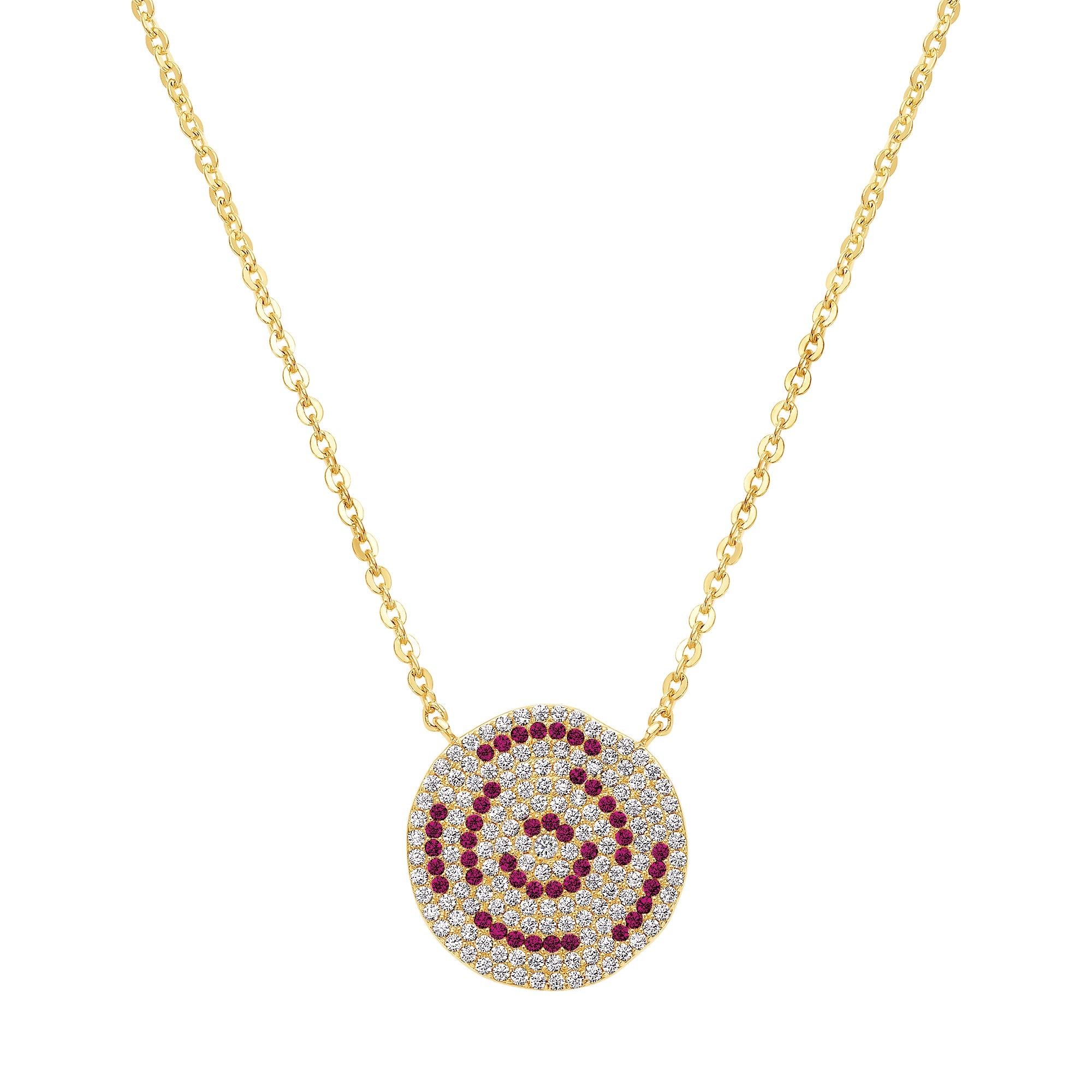 necklace pave dented circle