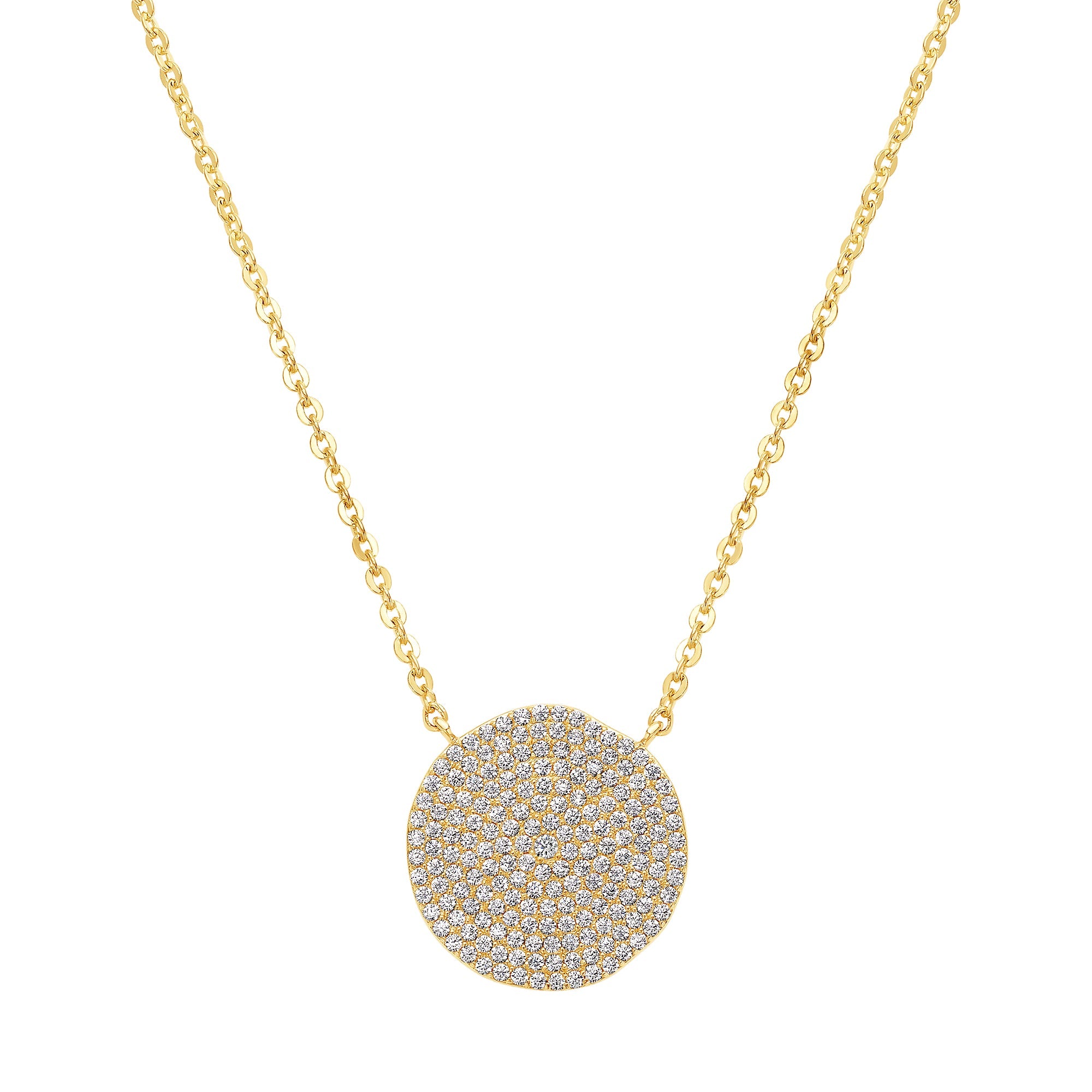 necklace pave dented circle
