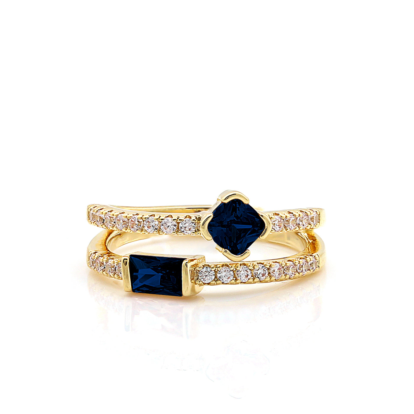 ring cushion and rectangle stone stacked