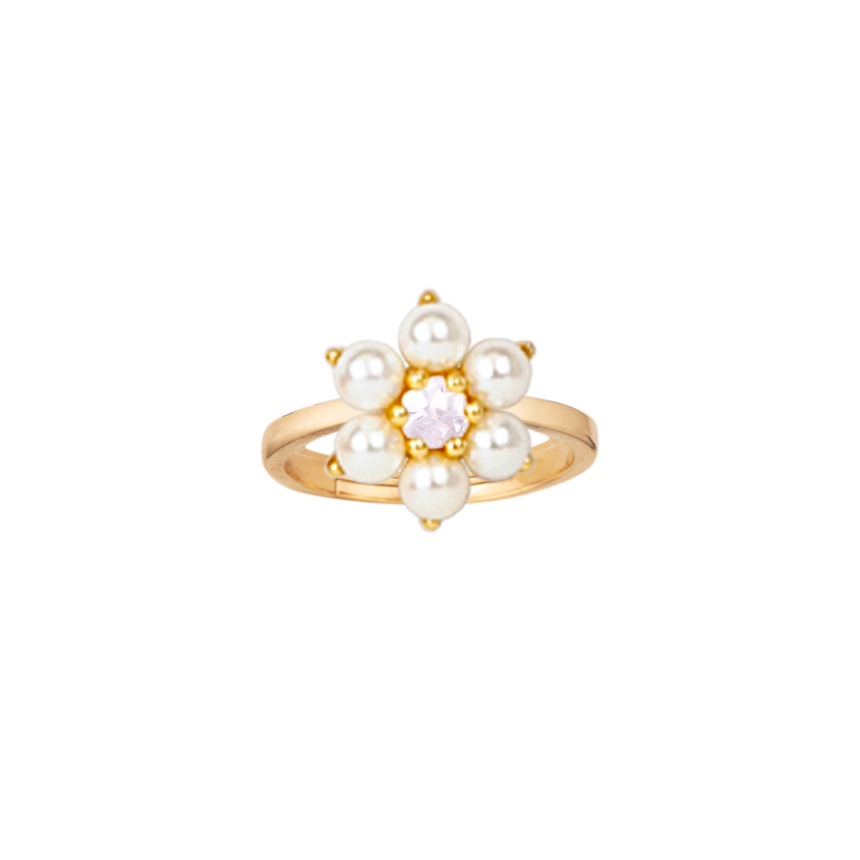 ring overlapping flower pearl