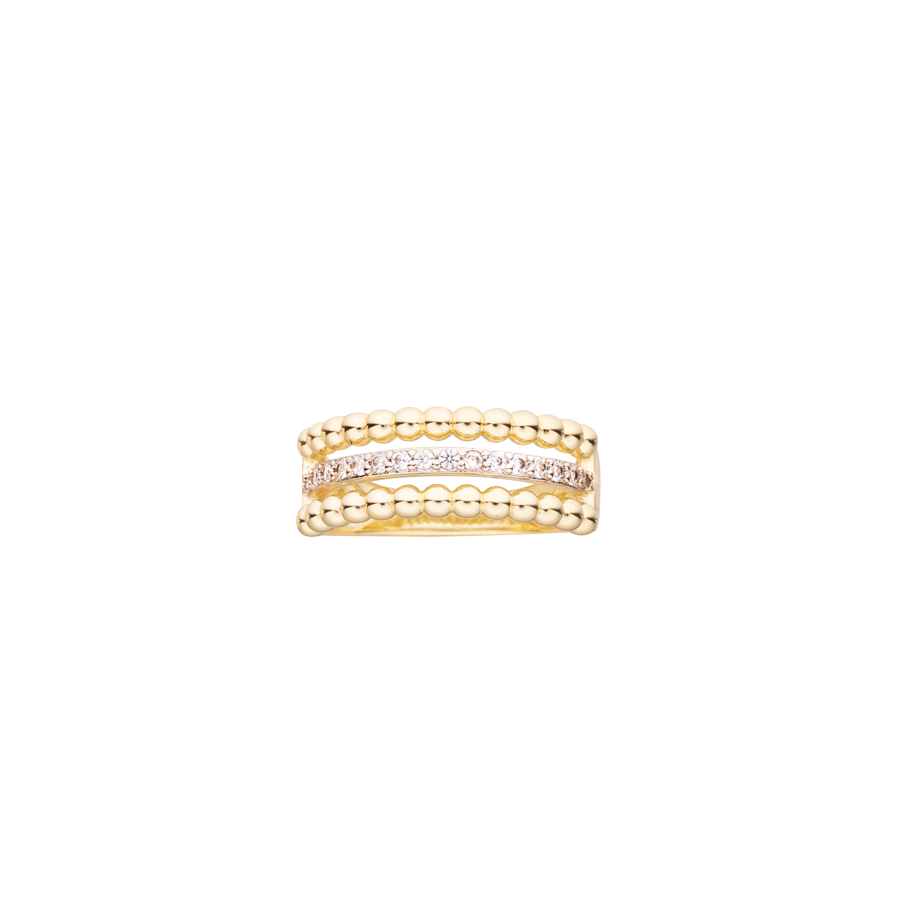 ring three row beaded outere center row cz