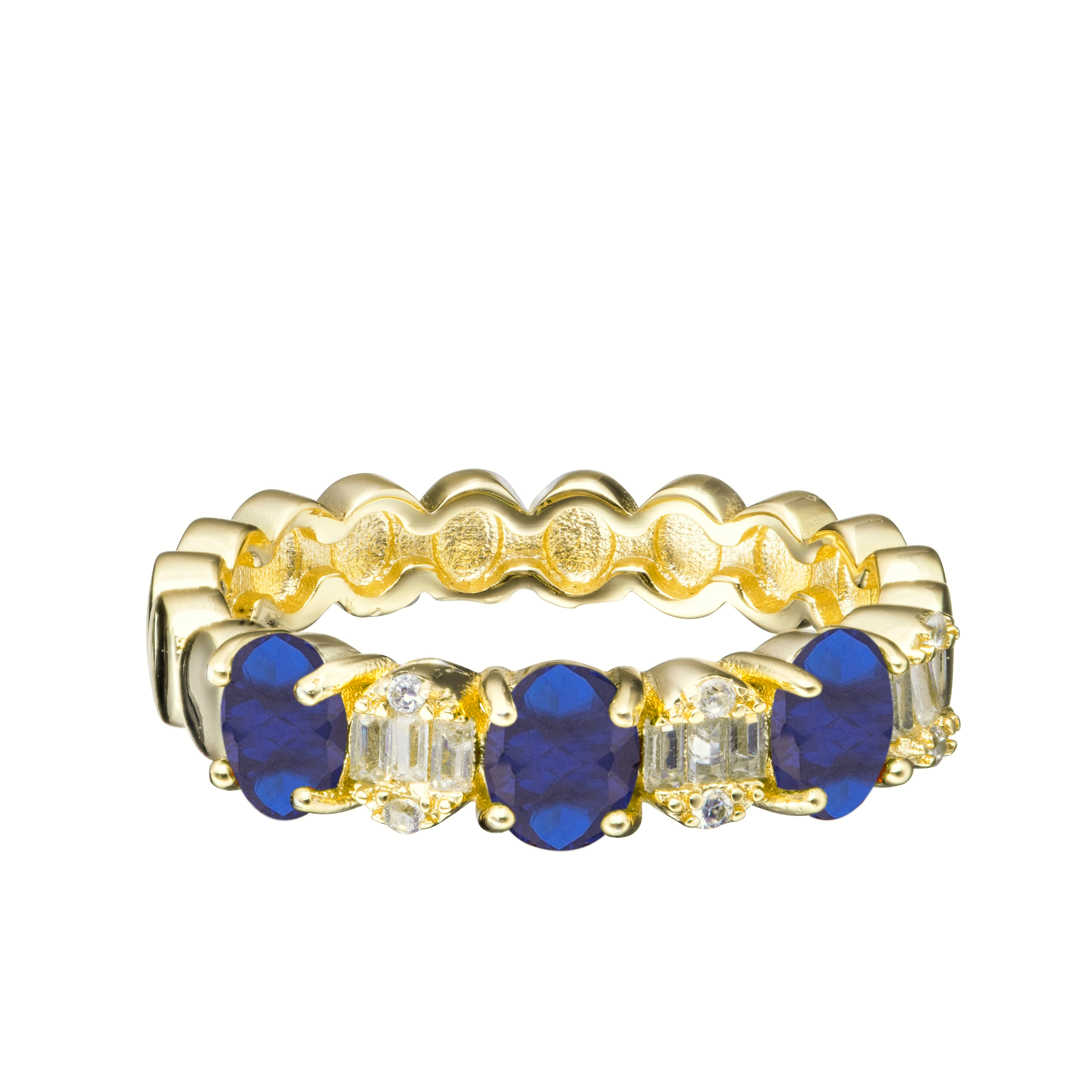 ring gold oval center cz baguette alternating