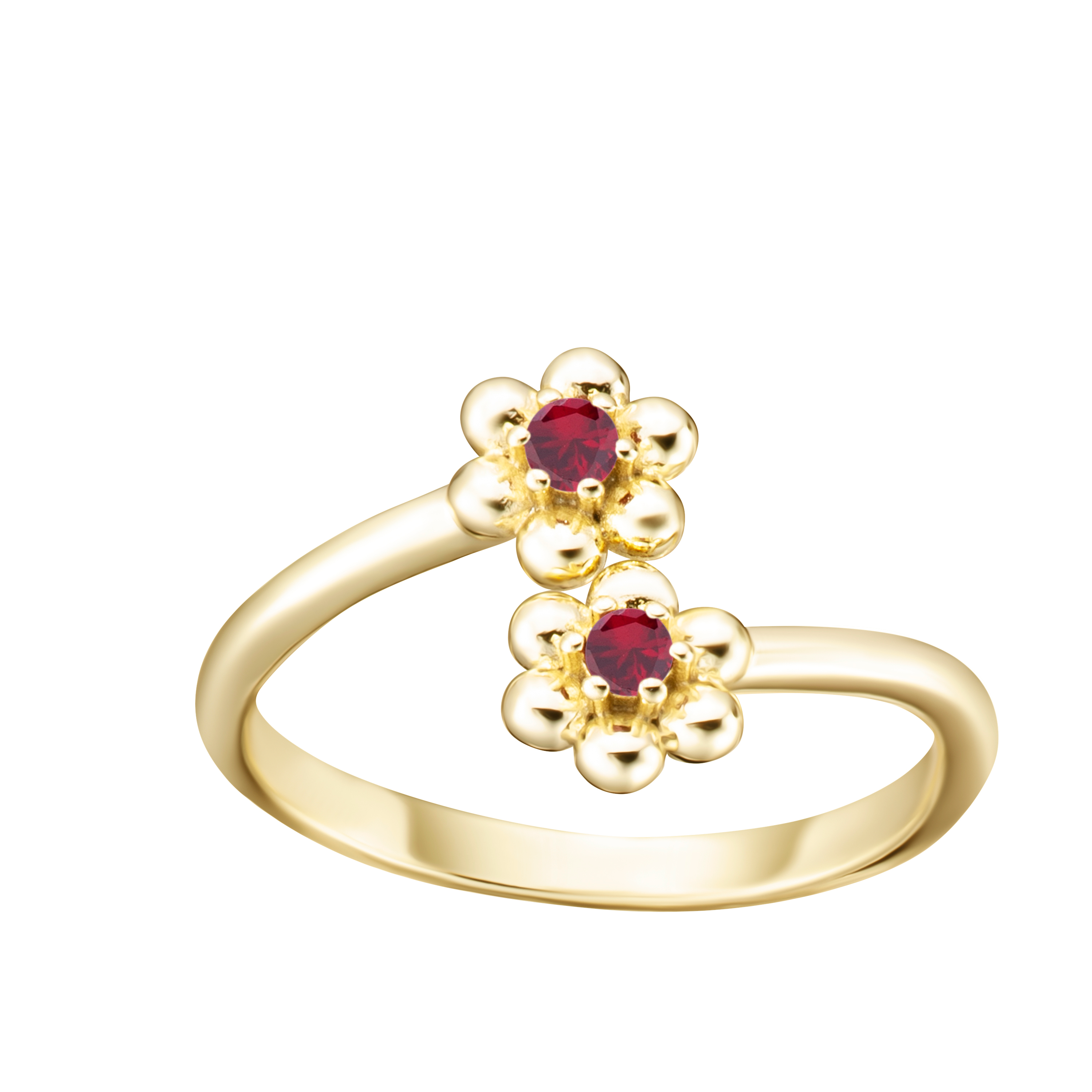 ring overlapping gold ball flower center stud