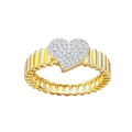ring center gold cz tilted heart