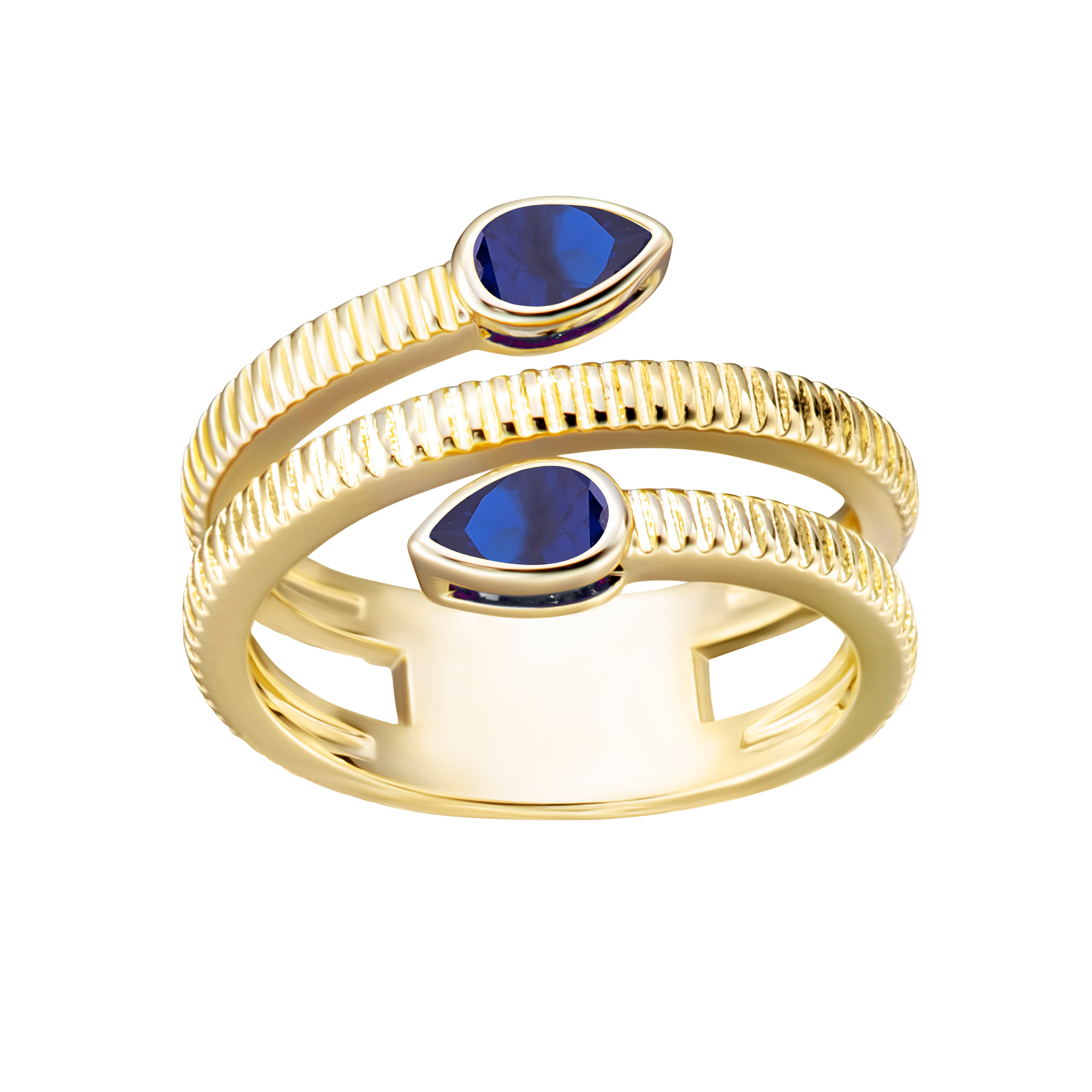 ring cz spiral two teardrop