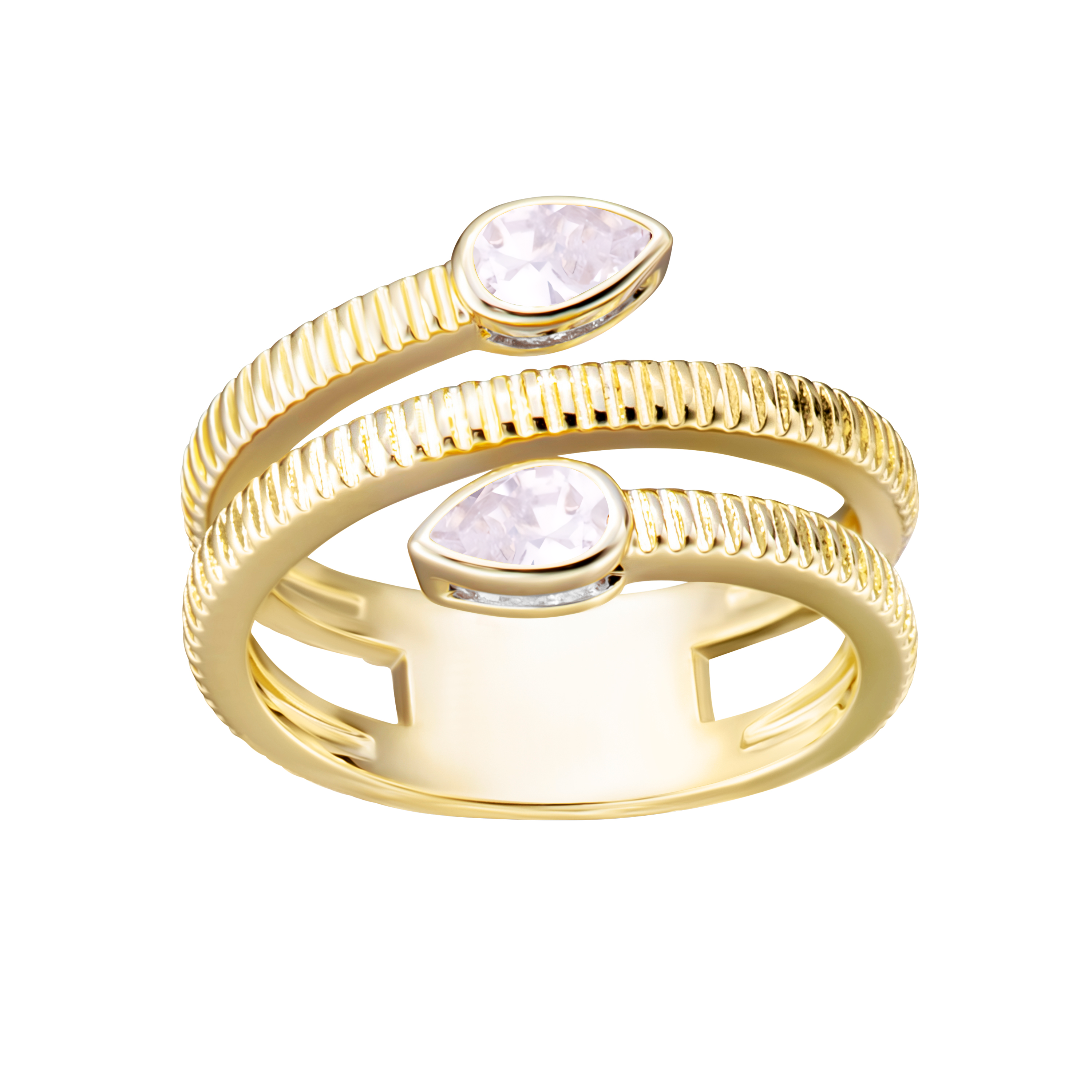 ring cz spiral two teardrop