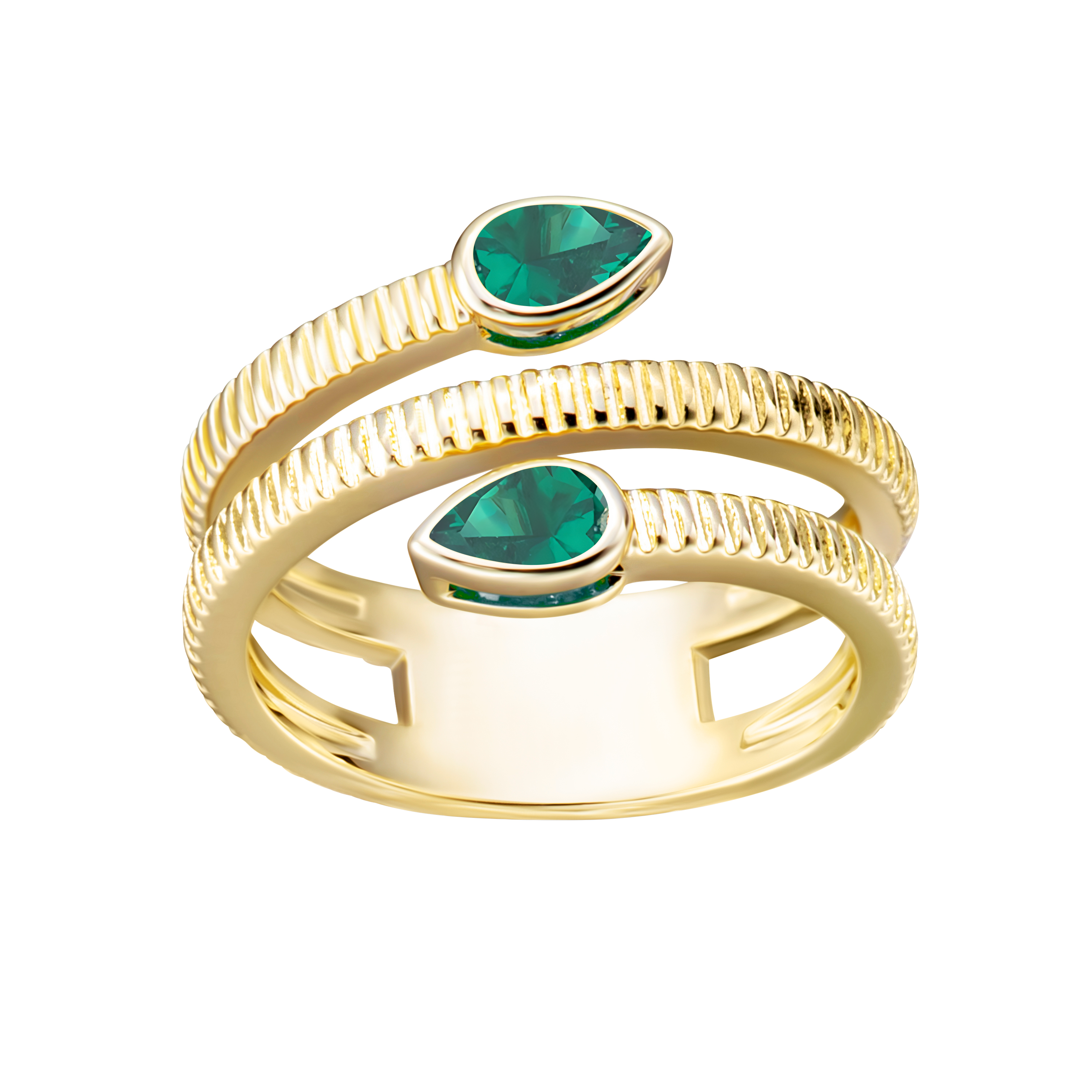 ring cz spiral two teardrop