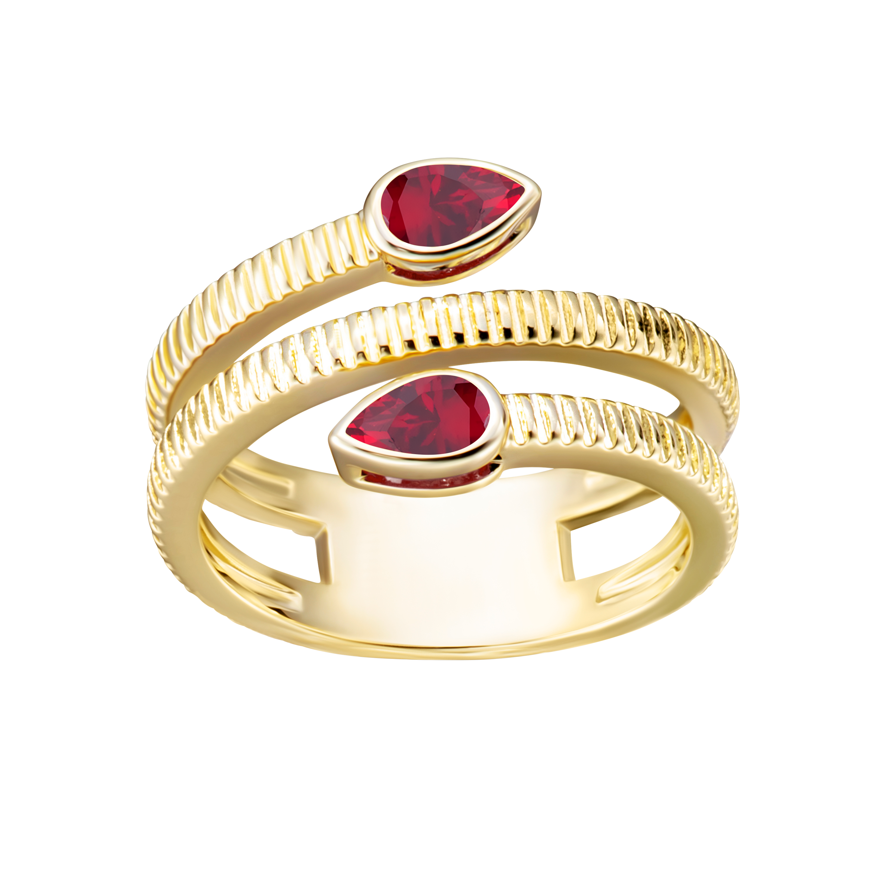 ring cz spiral two teardrop
