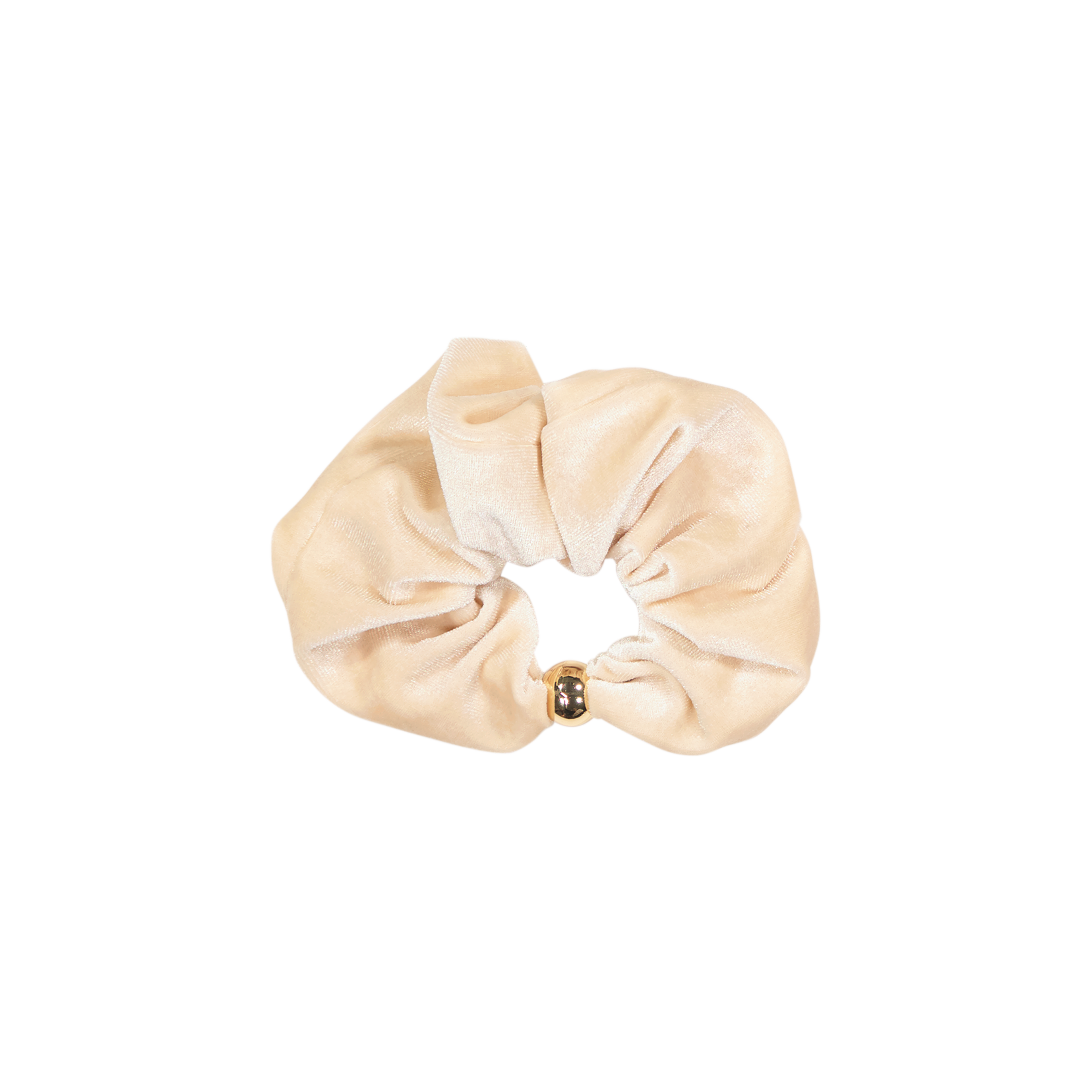 pony scrunchie gold pearl ball wide