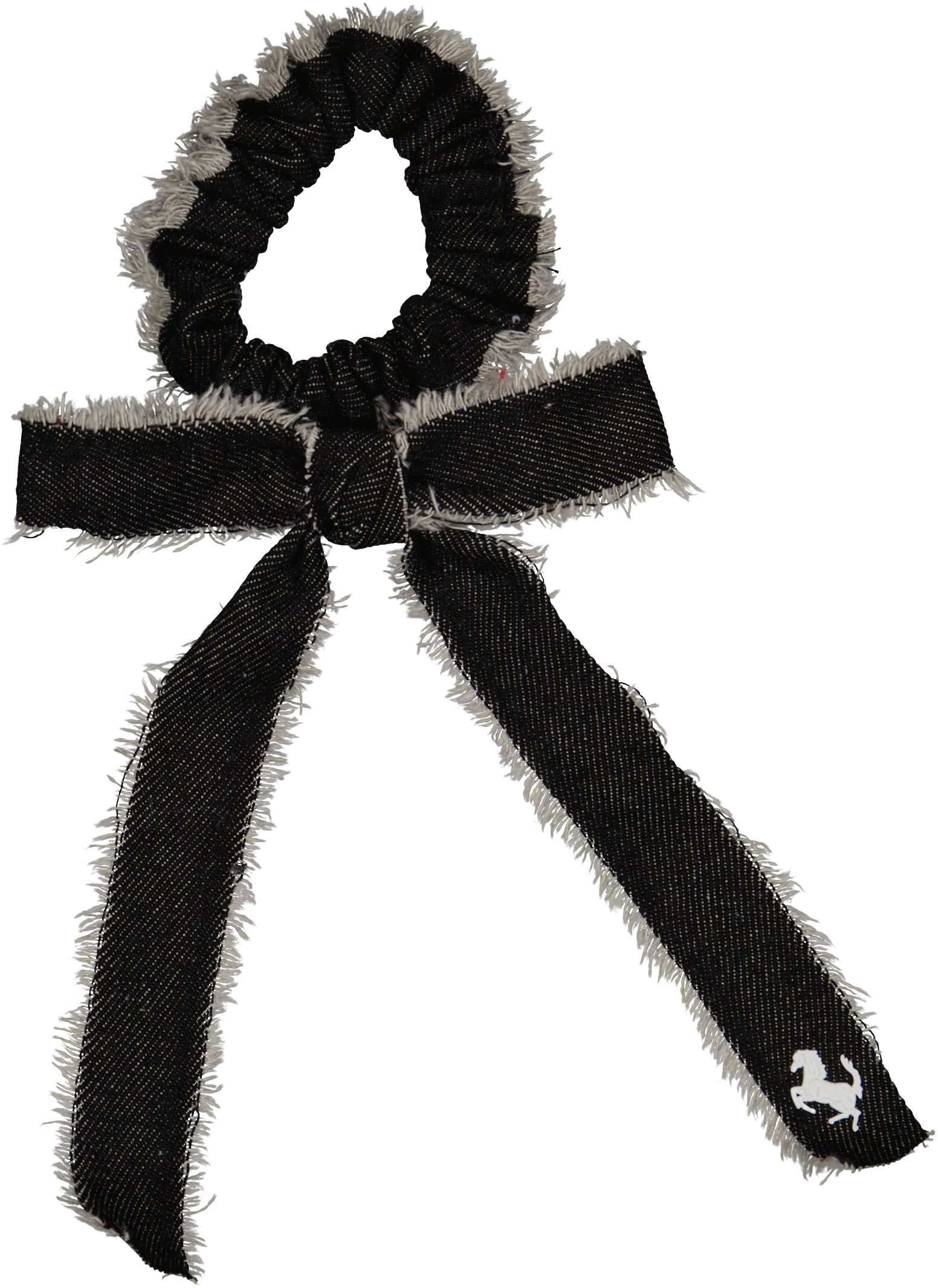 pony scrunchie horse patch on denim bow