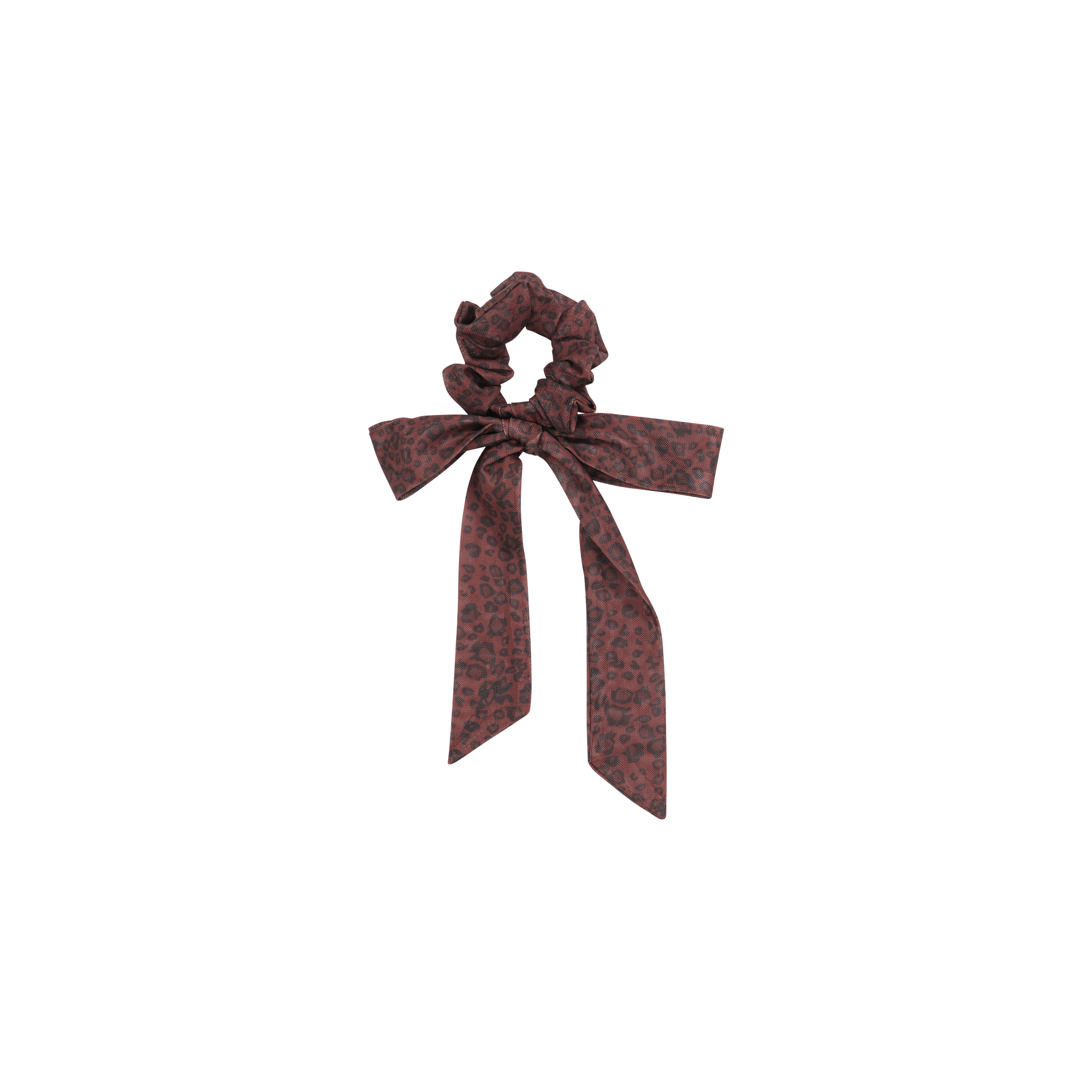 pony scrunchie mesh leopard bow