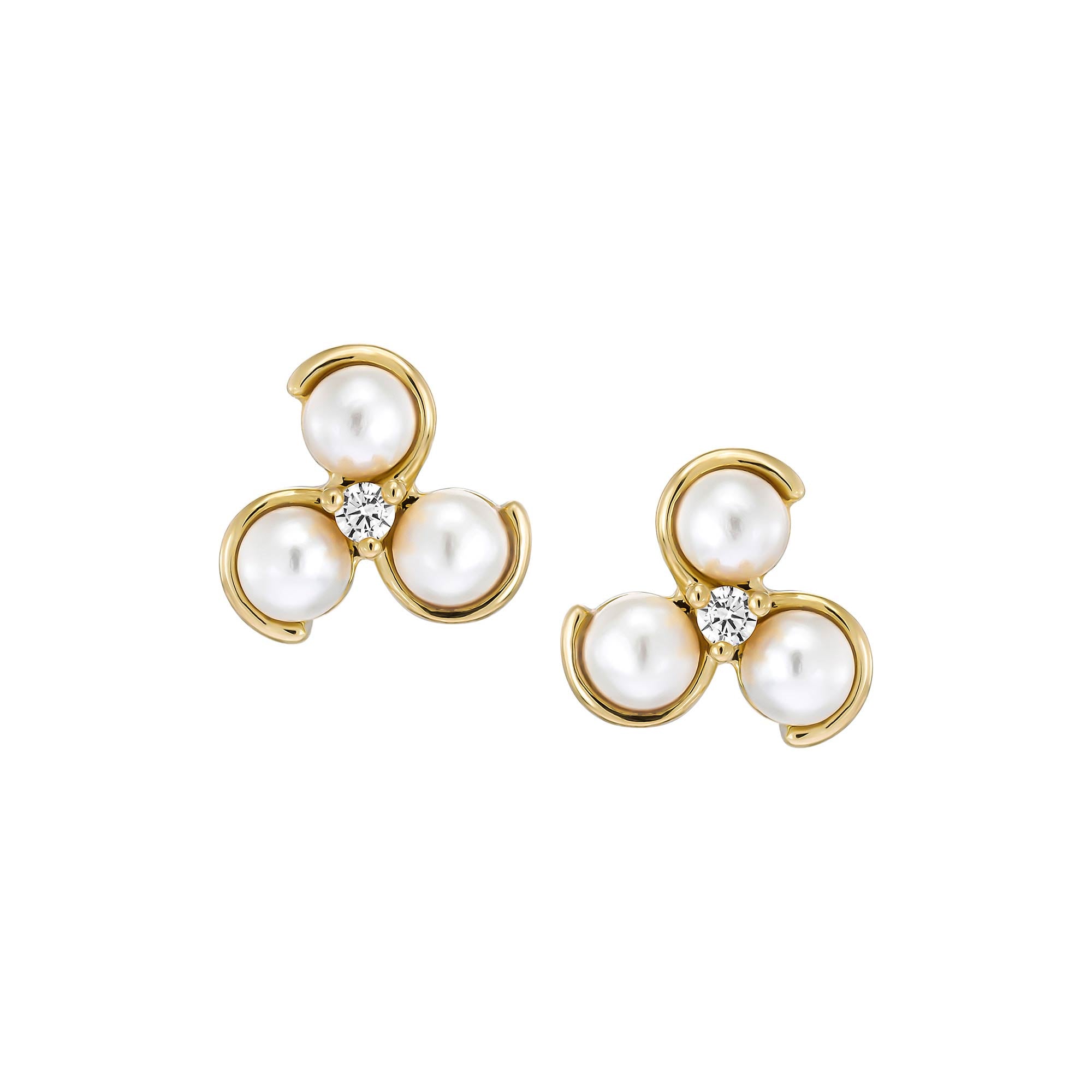 earring stud triple swirl pearl
