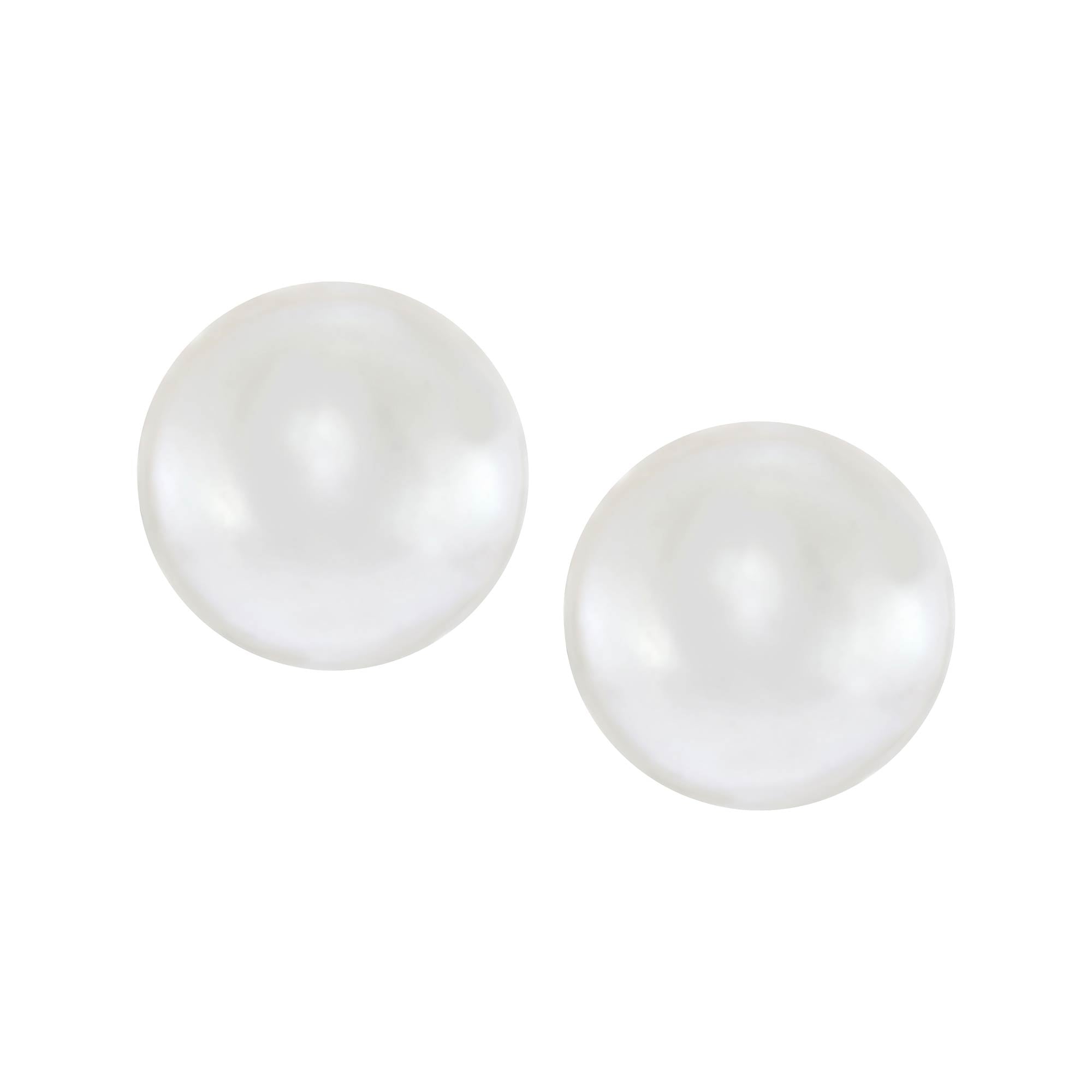 earring stud flat coin pearl