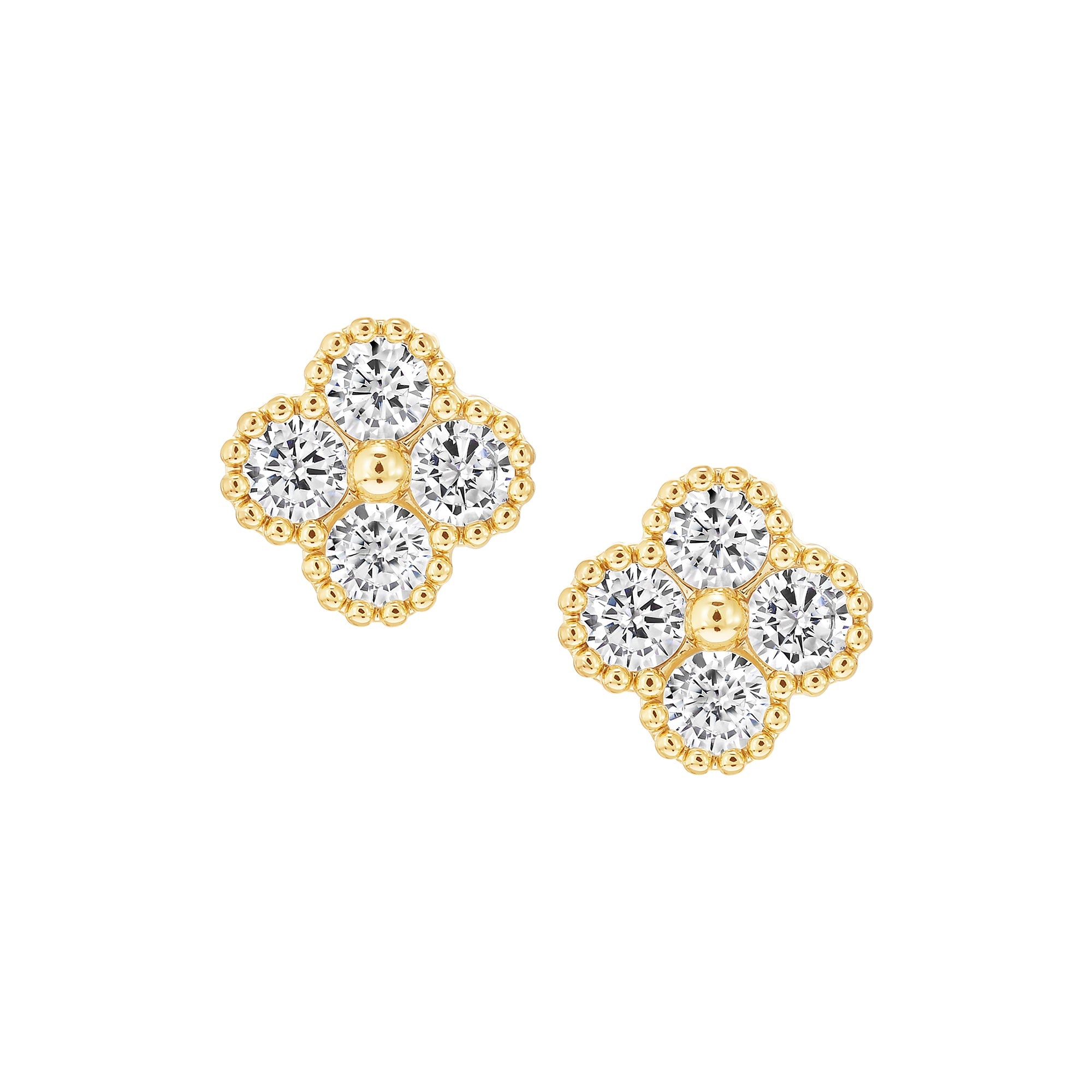 earring stud four stone clover