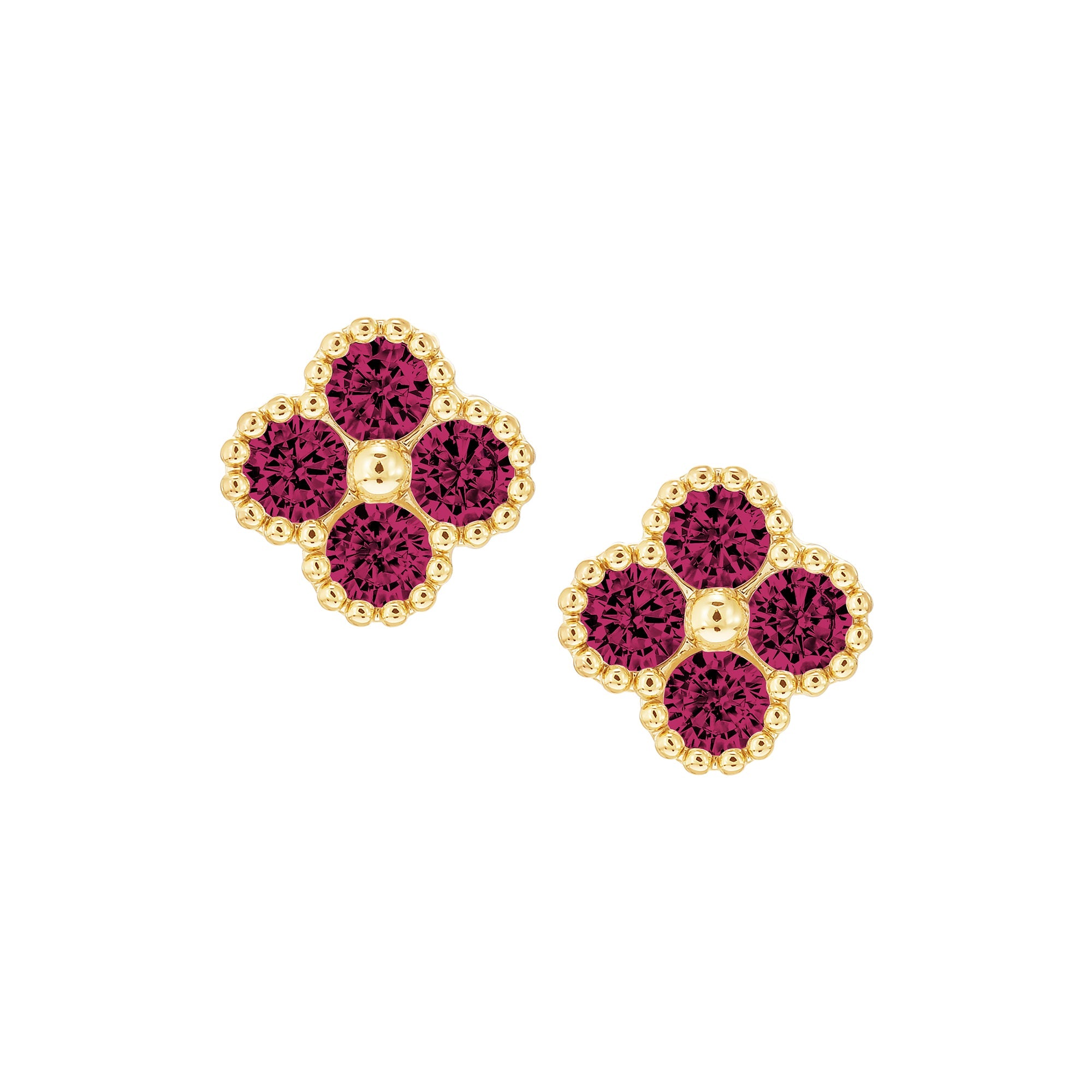 earring stud four stone clover