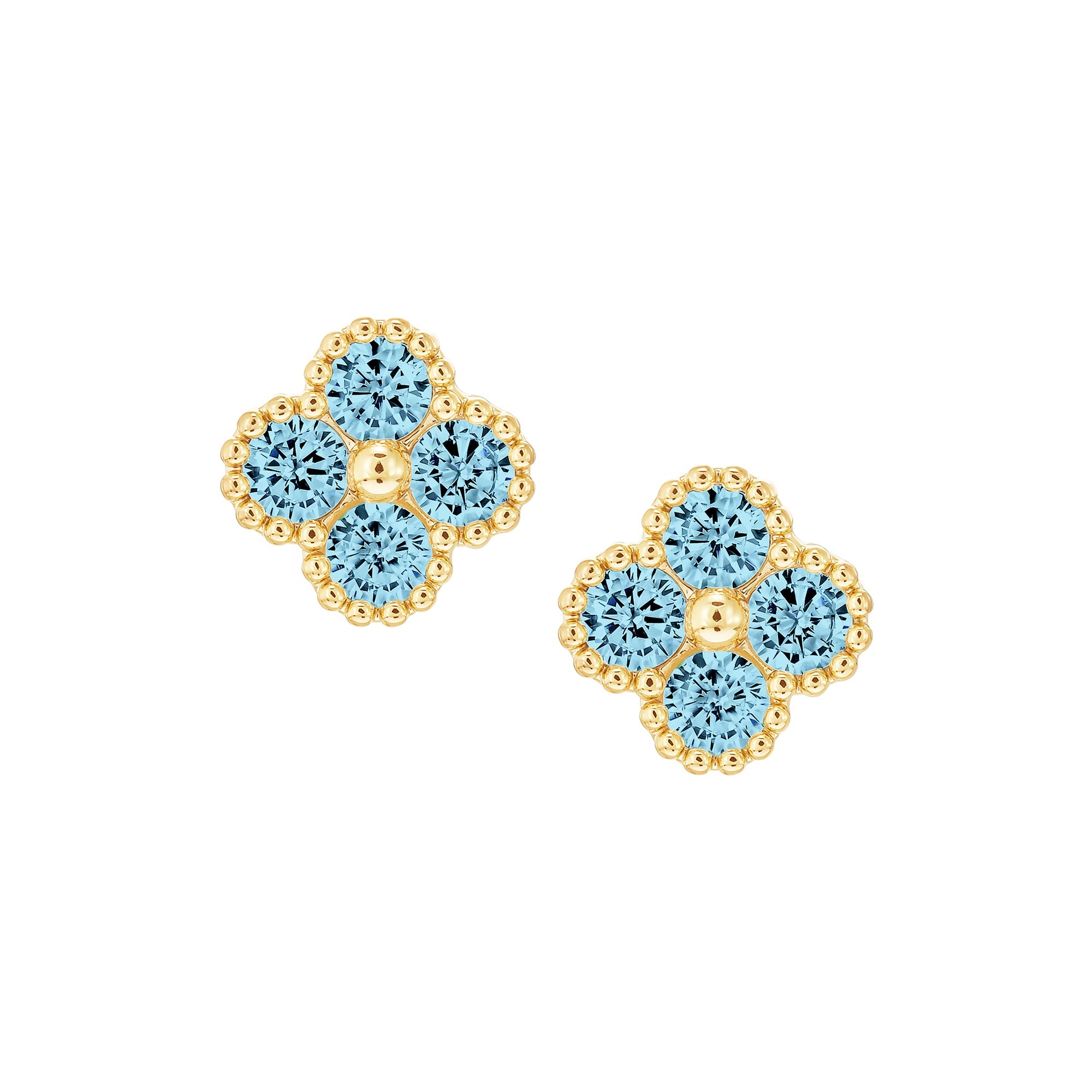earring stud four stone clover