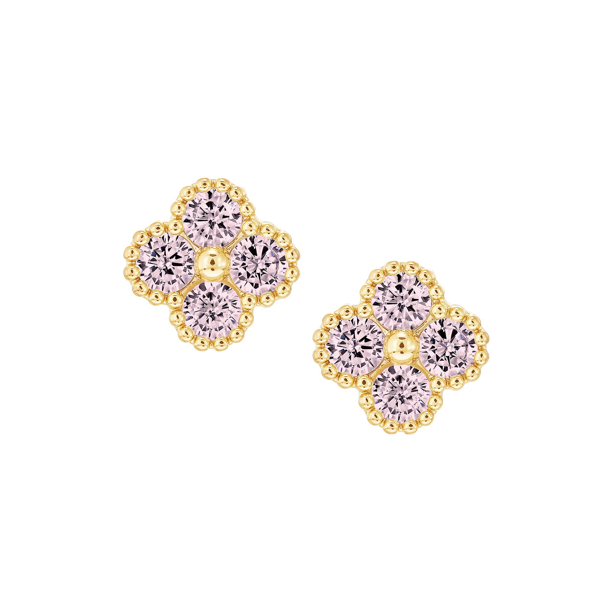earring stud four stone clover