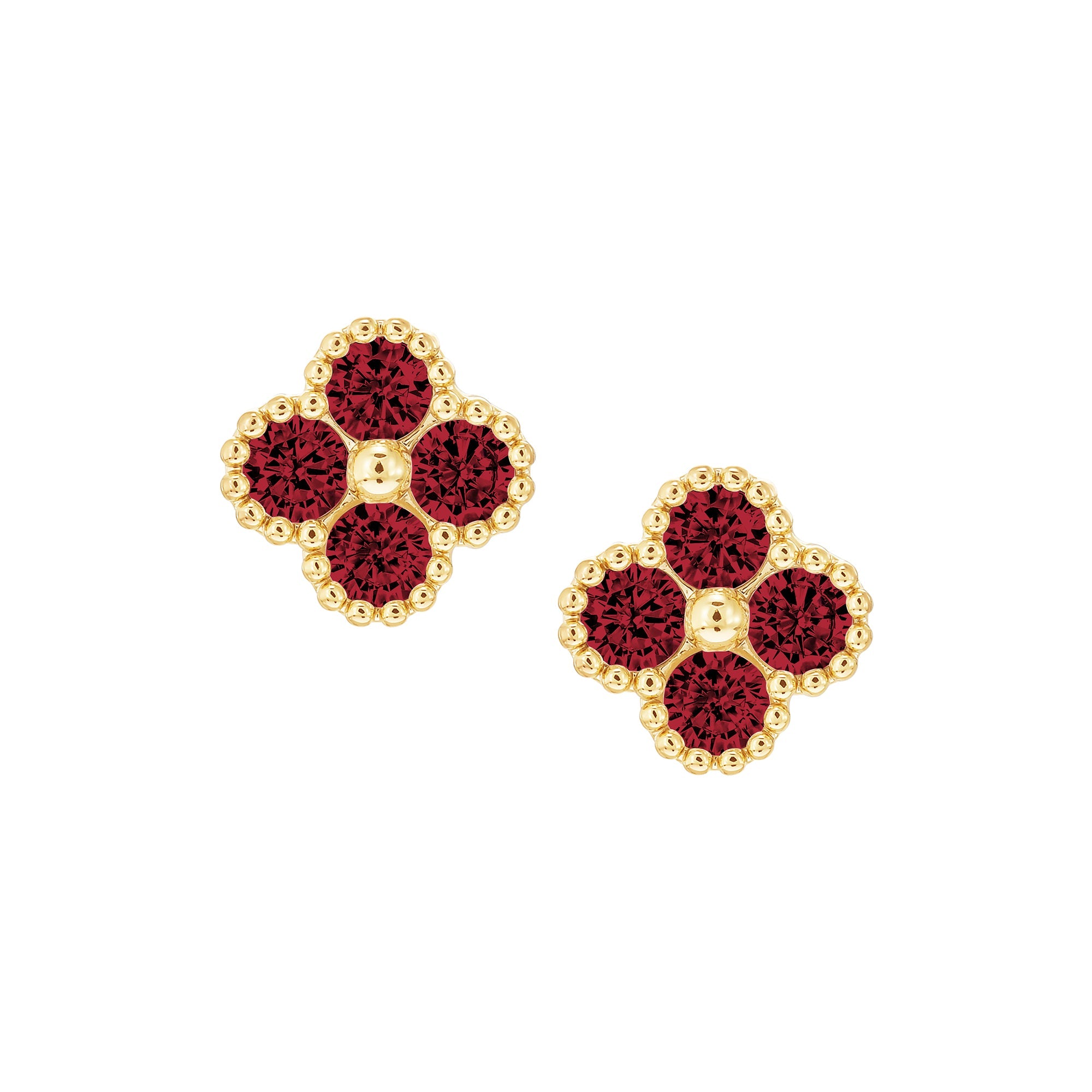earring stud four stone clover