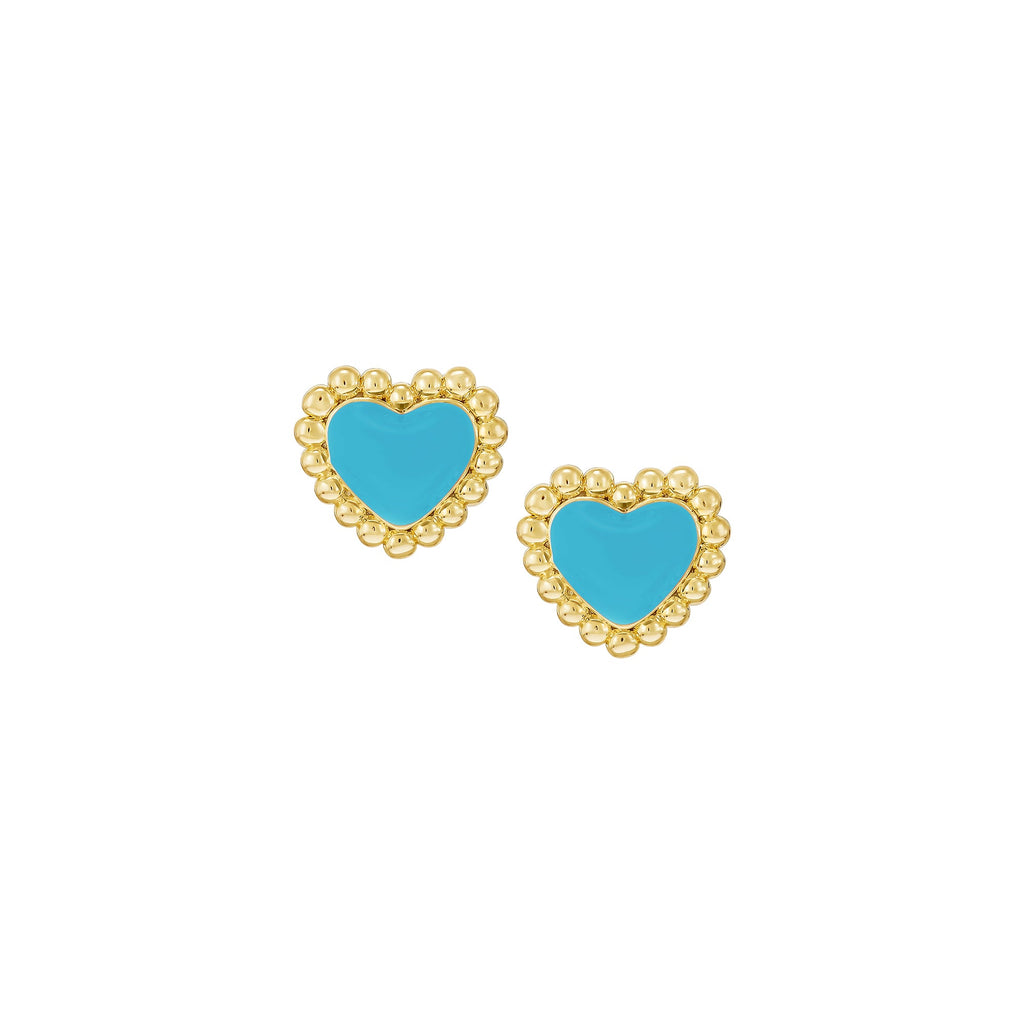 earring stud enamel puffed heart
